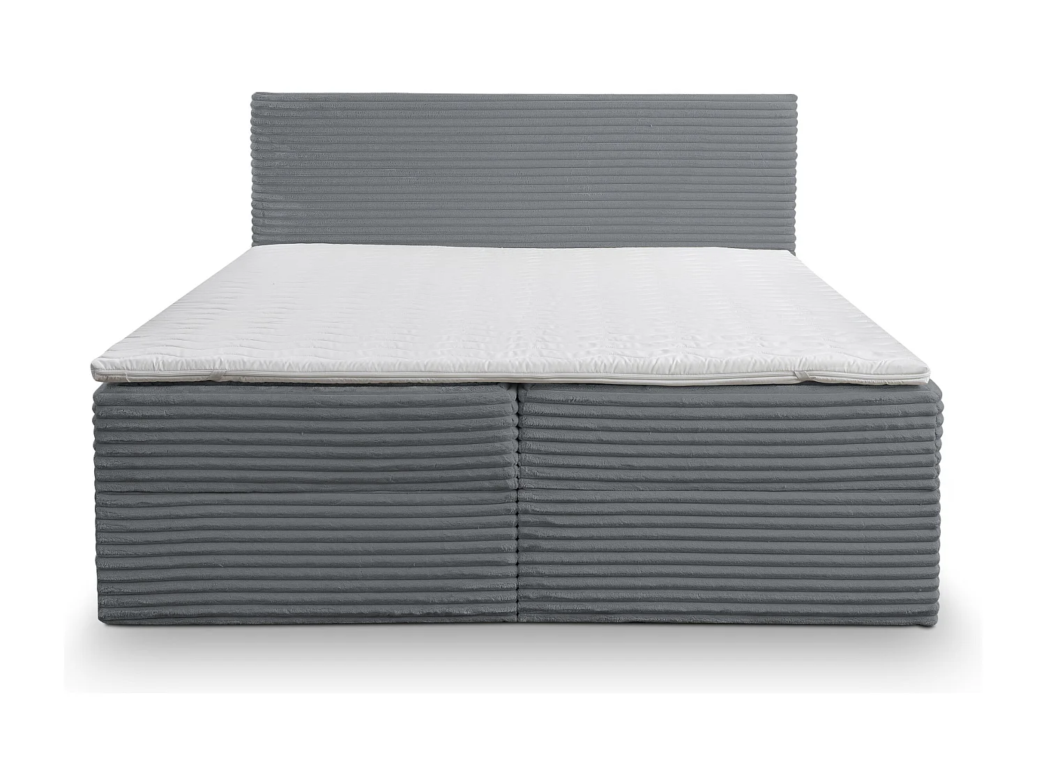 Lit boxspring Tilly avec 2 coffres de rangement, lit rembourré Dimensions: 180x200, couleur: gris, tissu cordé