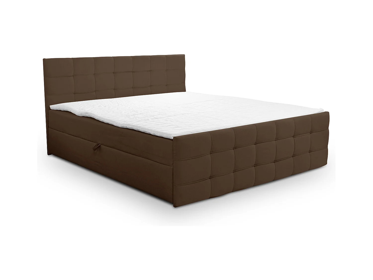 Lit boxspring NATALIE avec 2 coffres de rangement, lit rembourré Dimensions: 180x200, couleur: marron, tissu velours