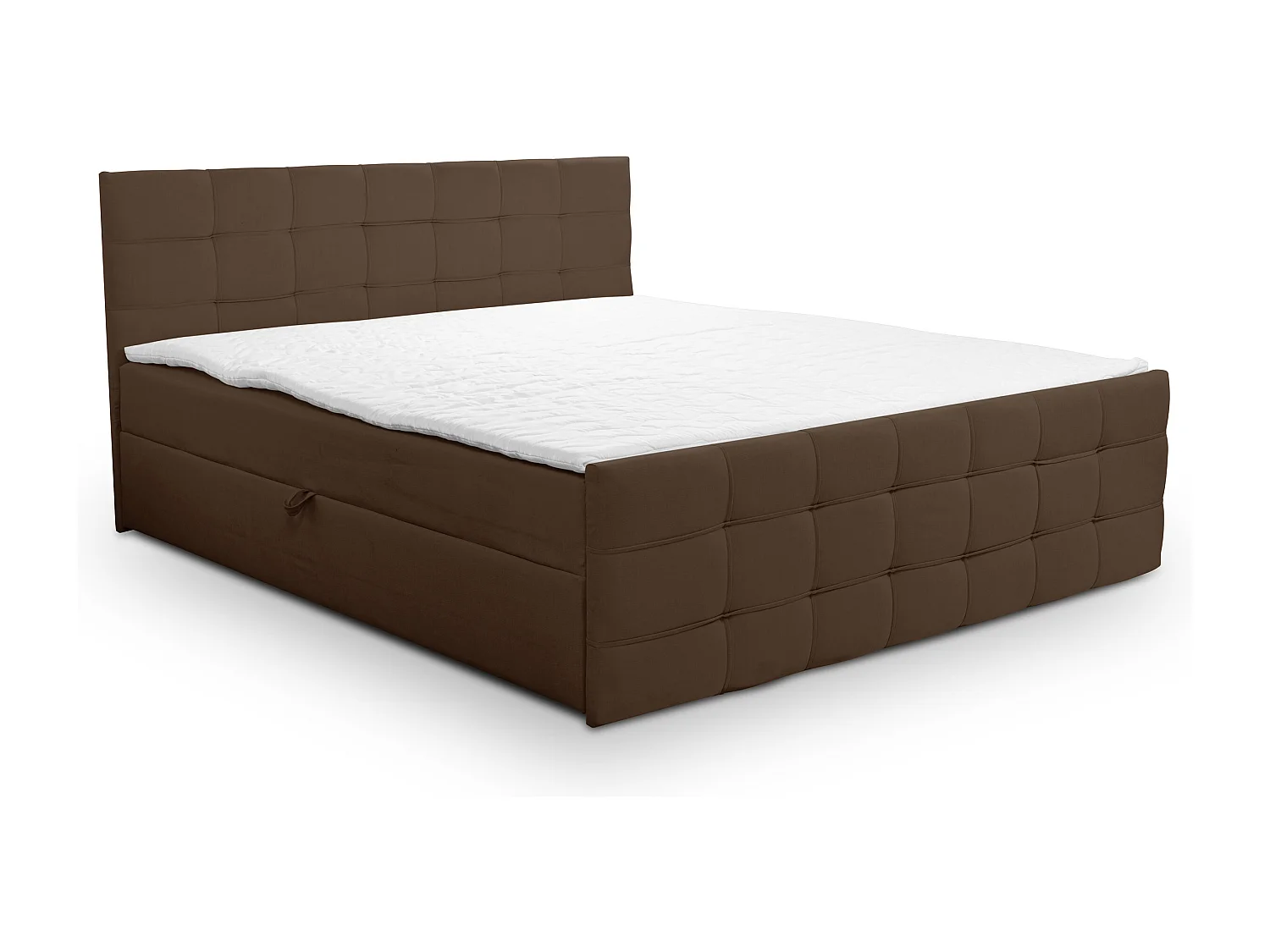 Lit boxspring NATALIE avec 2 coffres de rangement, lit rembourré Dimensions: 180x200, couleur: marron, tissu velours