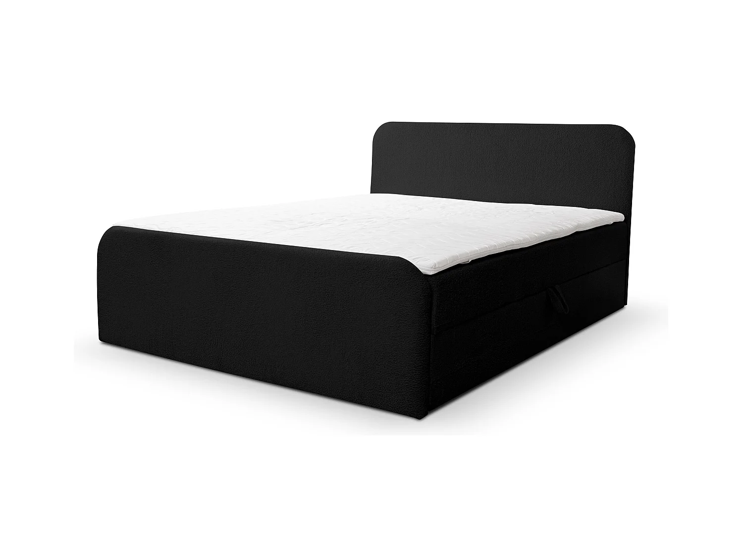 Lit boxspring LAMBI avec 2 coffres de rangement, lit rembourré Dimensions: 160x200, couleur: noir, tissu bouclé