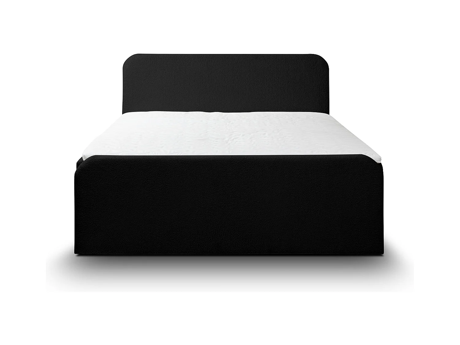 Lit boxspring LAMBI avec 2 coffres de rangement, lit rembourré Dimensions: 160x200, couleur: noir, tissu bouclé