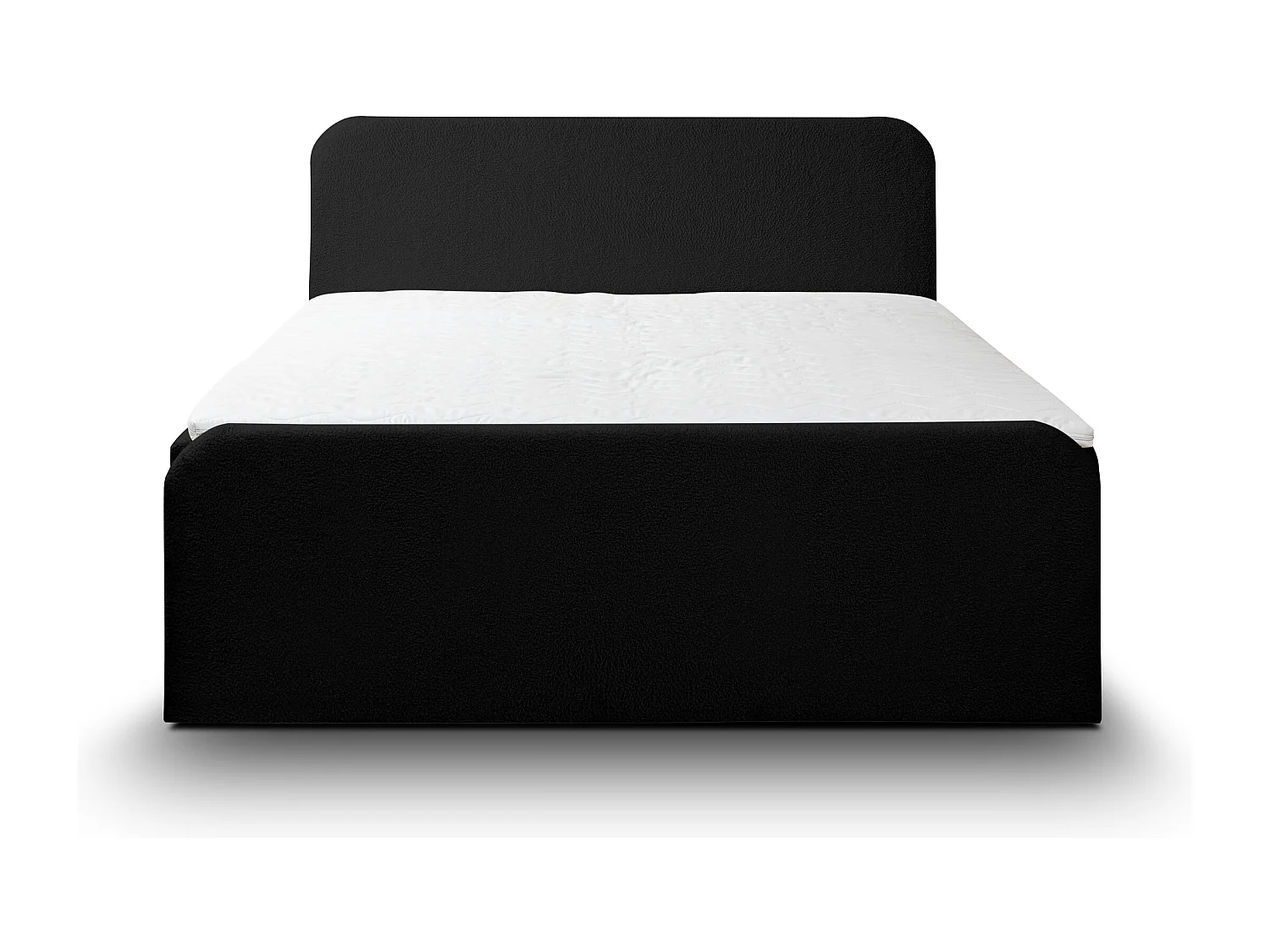 Lit boxspring LAMBI avec 2 coffres de rangement, lit rembourré Dimensions: 160x200, couleur: noir, tissu bouclé
