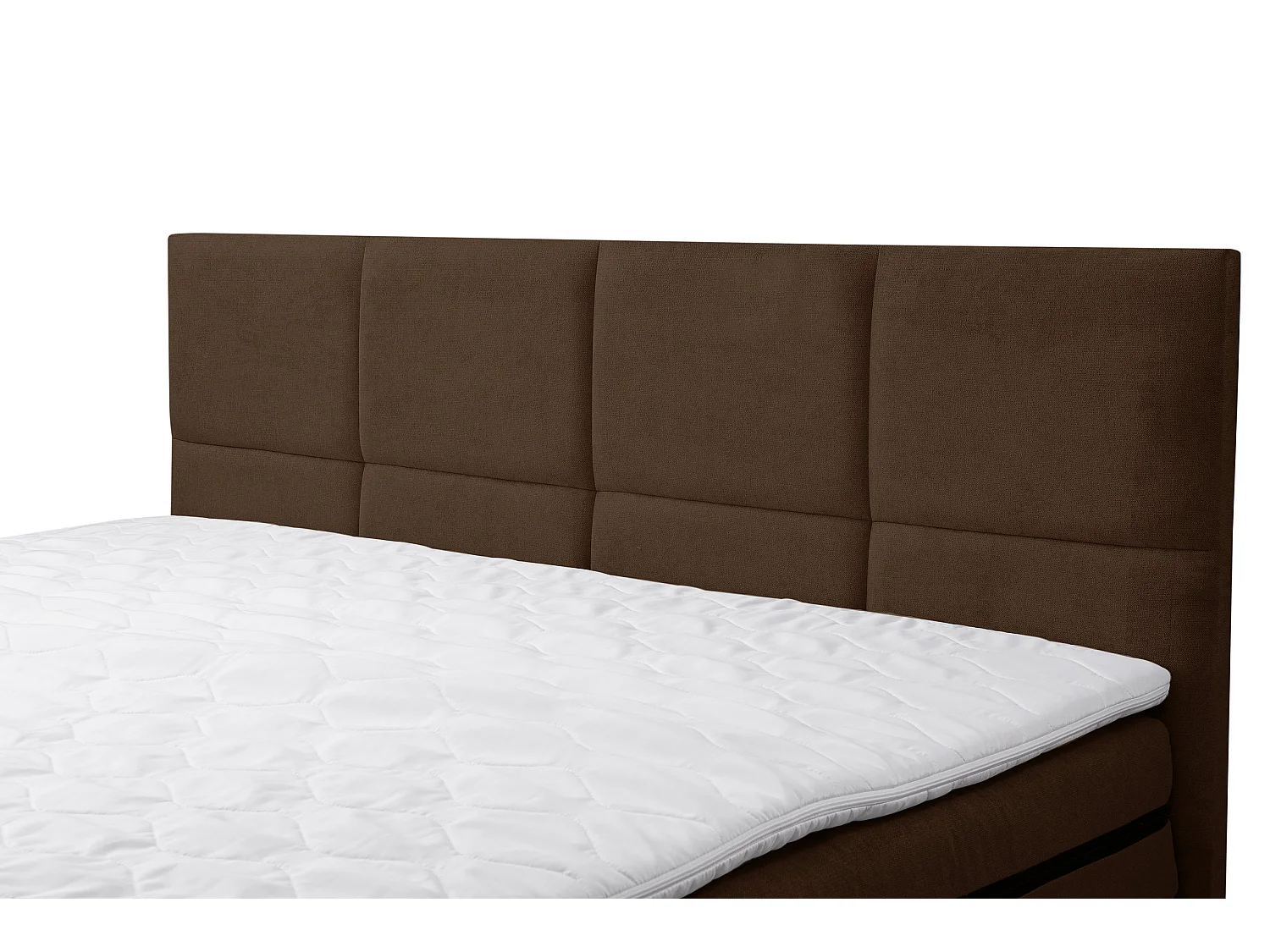 Lit boxspring Kansas, lit rembourré Dimensions : 140x200 cm, couleur : marron, tissu velours, lit double avec matelas Bonell H3 et surmatelas inclus