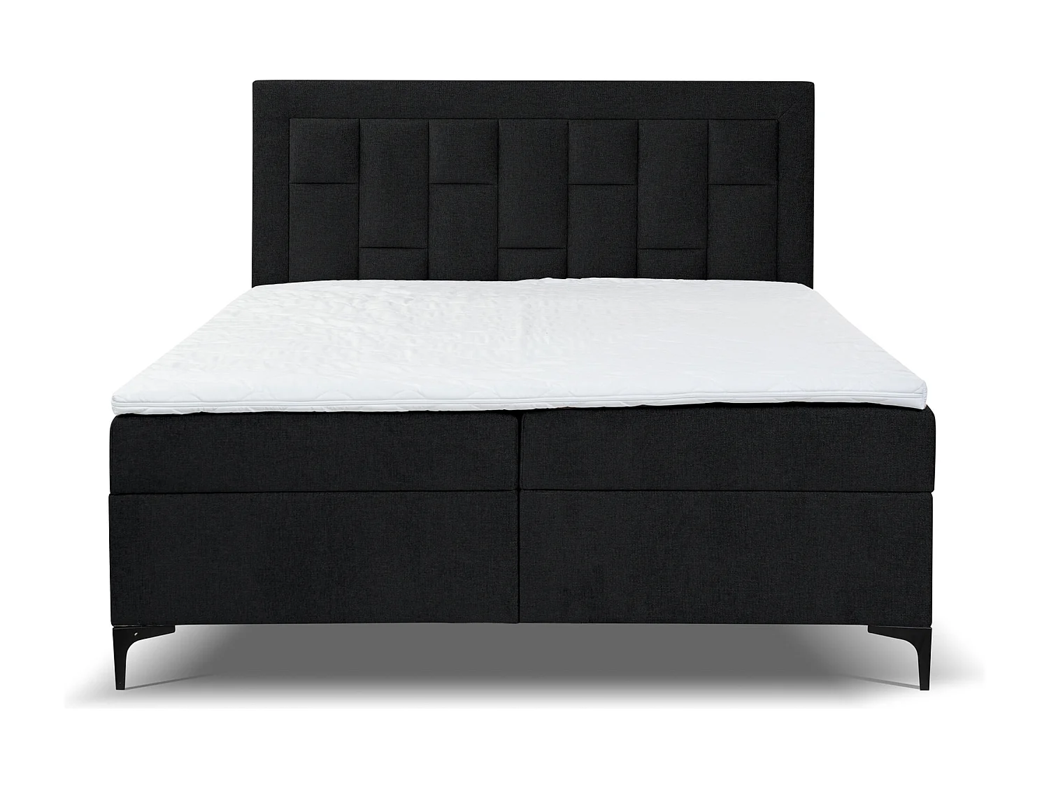 Lit boxspring VENEZIA avec 2 tiroirs de rangement, lit rembourré Dimensions: 160x200 cm, couleur: noir, tissu velours