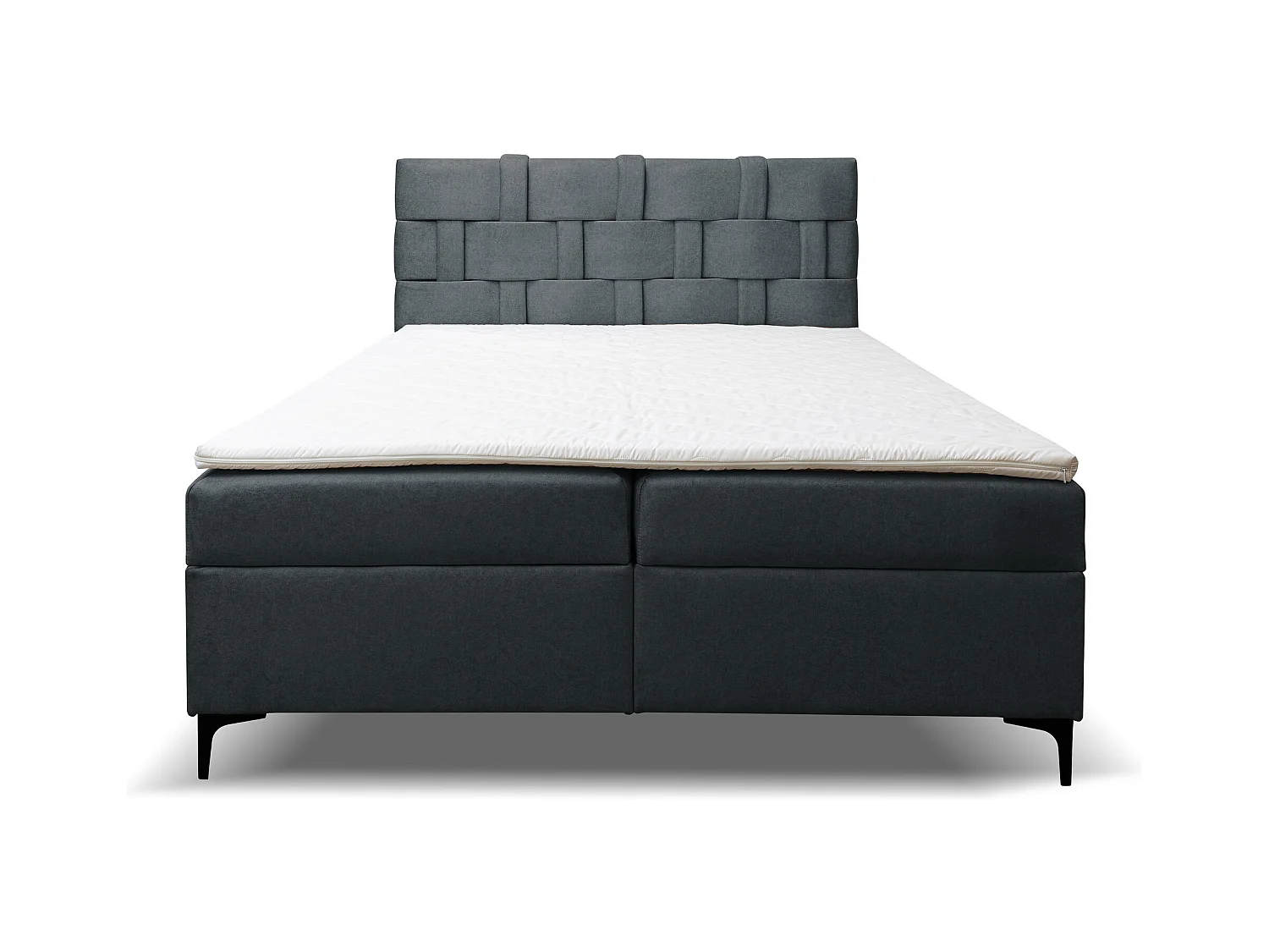 Lit boxspring Charlotte avec 2 coffres de rangement, lit rembourré Dimensions: 180x200 cm, couleur: gris foncé, tissu velours