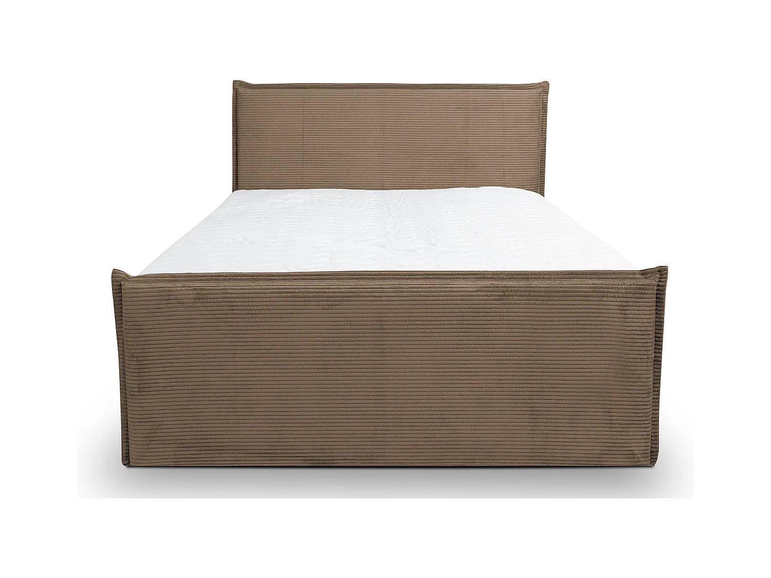 Lit boxspring Vanessa avec 2 coffres de rangement, lit rembourré Dimensions: 140x200, couleur: marron, tissu cordé