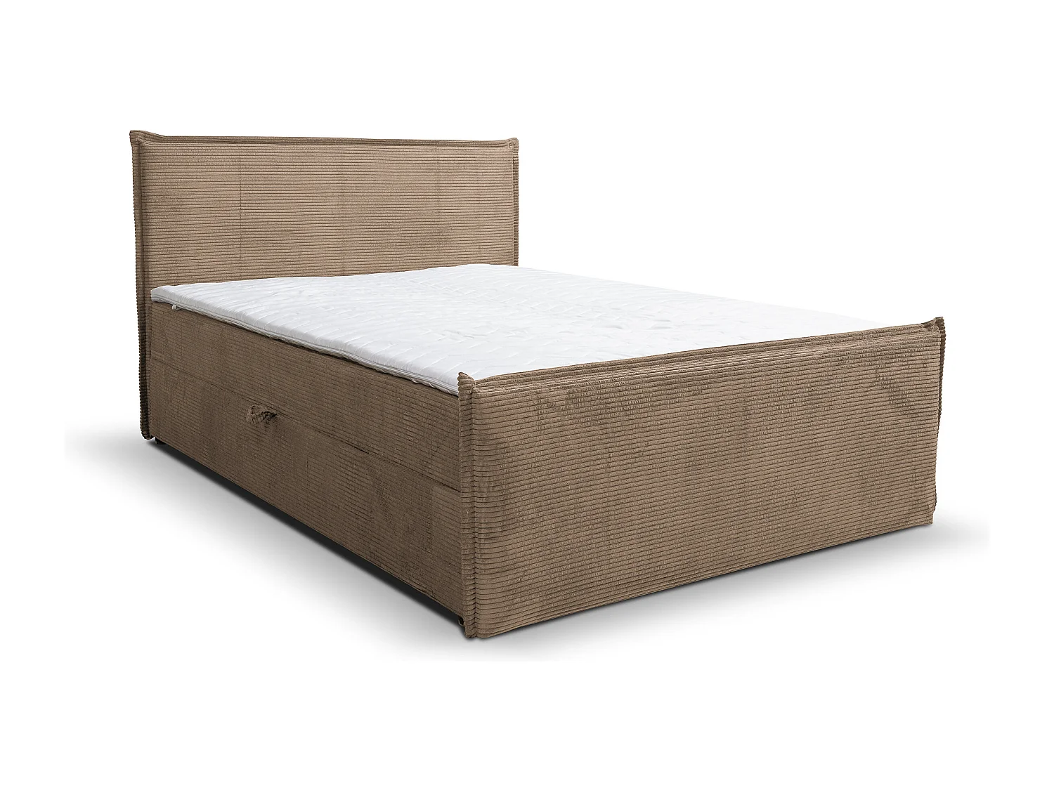 Lit boxspring Vanessa avec 2 coffres de rangement, lit rembourré Dimensions: 140x200, couleur: marron, tissu cordé