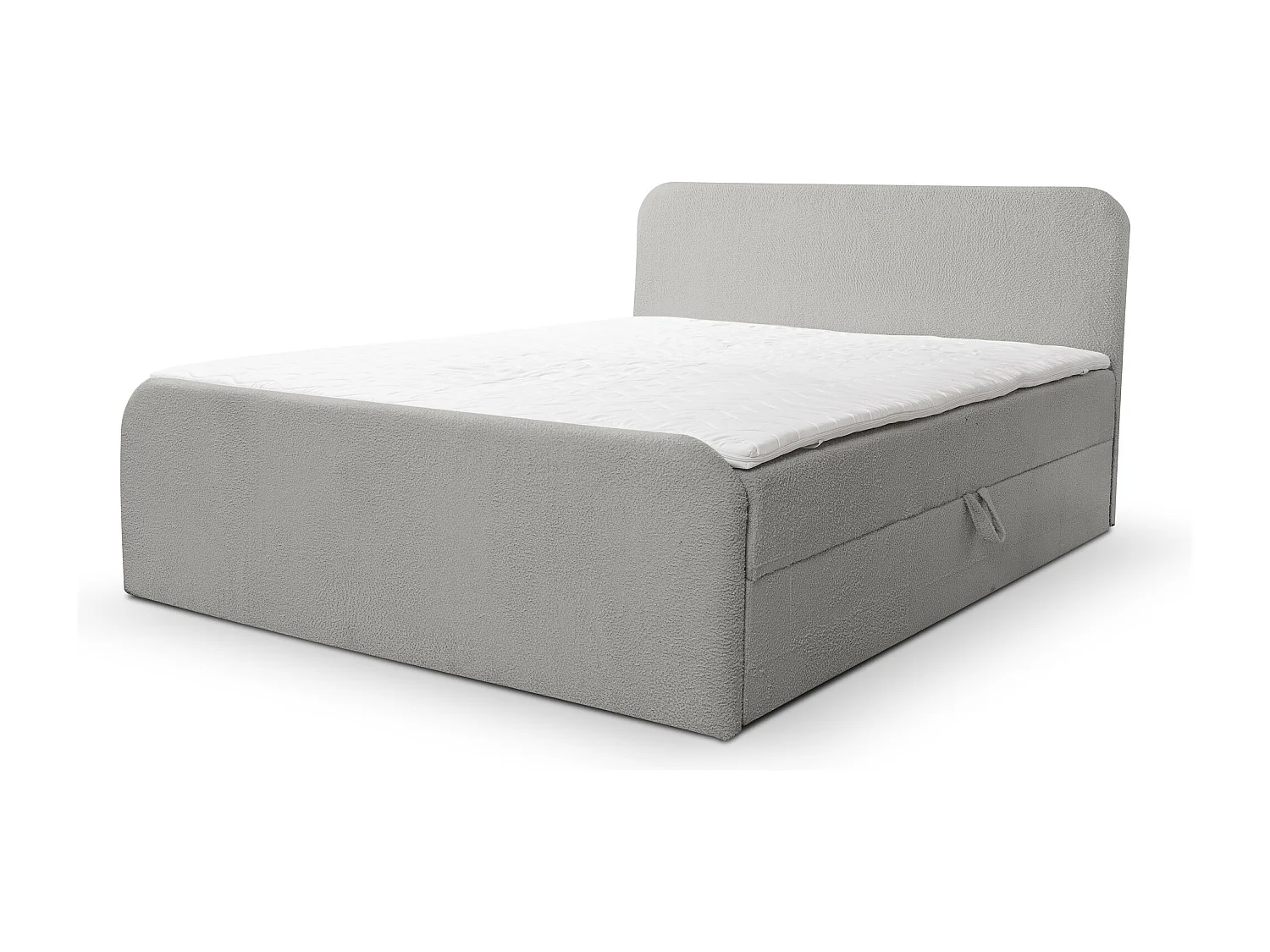 Lit boxspring LAMBI avec 2 coffres de rangement, lit rembourré Dimensions: 180x200, couleur: gris, tissu bouclé