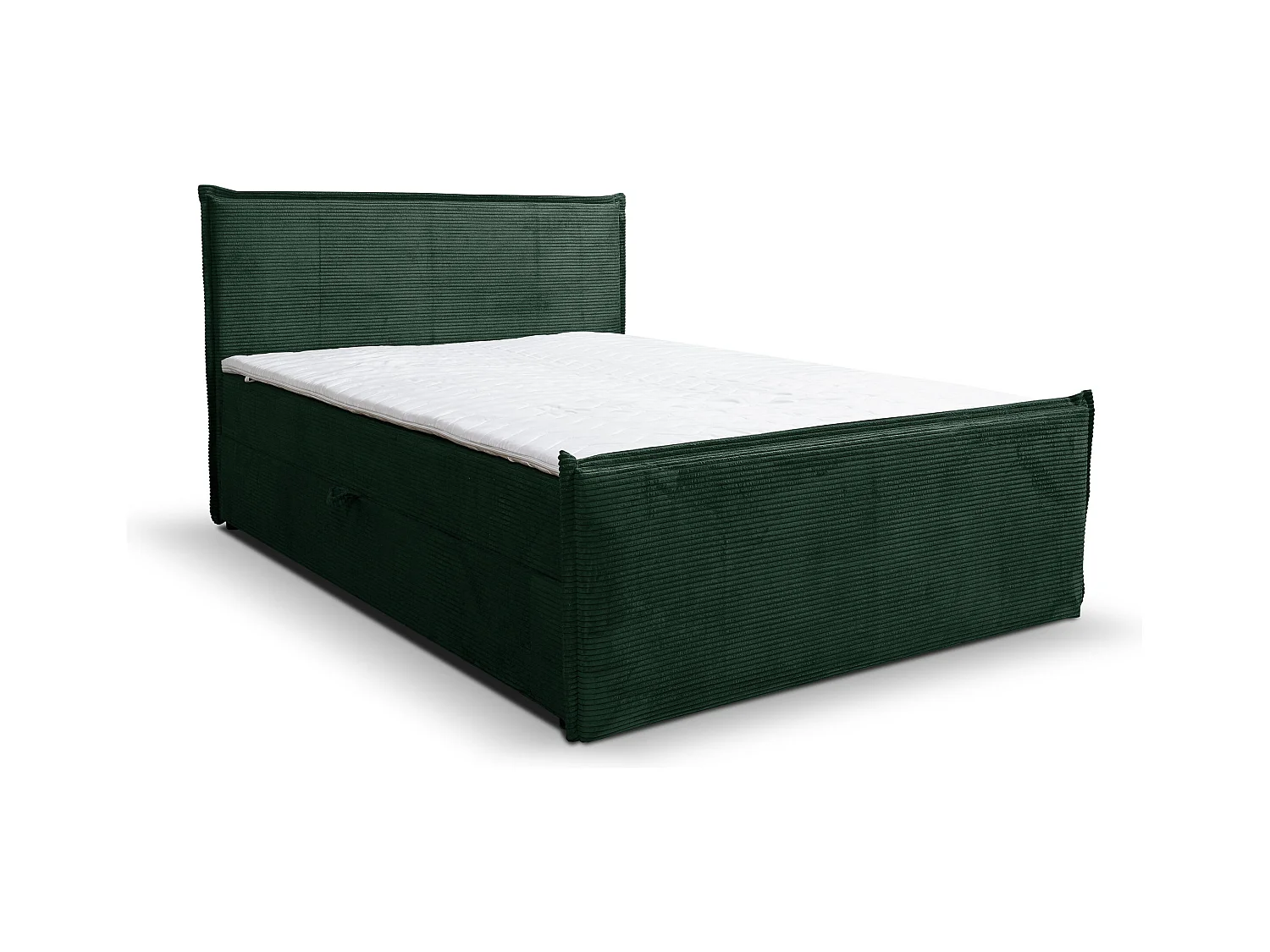 Lit boxspring Vanessa avec 2 coffres de rangement, lit rembourré Dimensions: 180x200, couleur: vert, tissu cordé