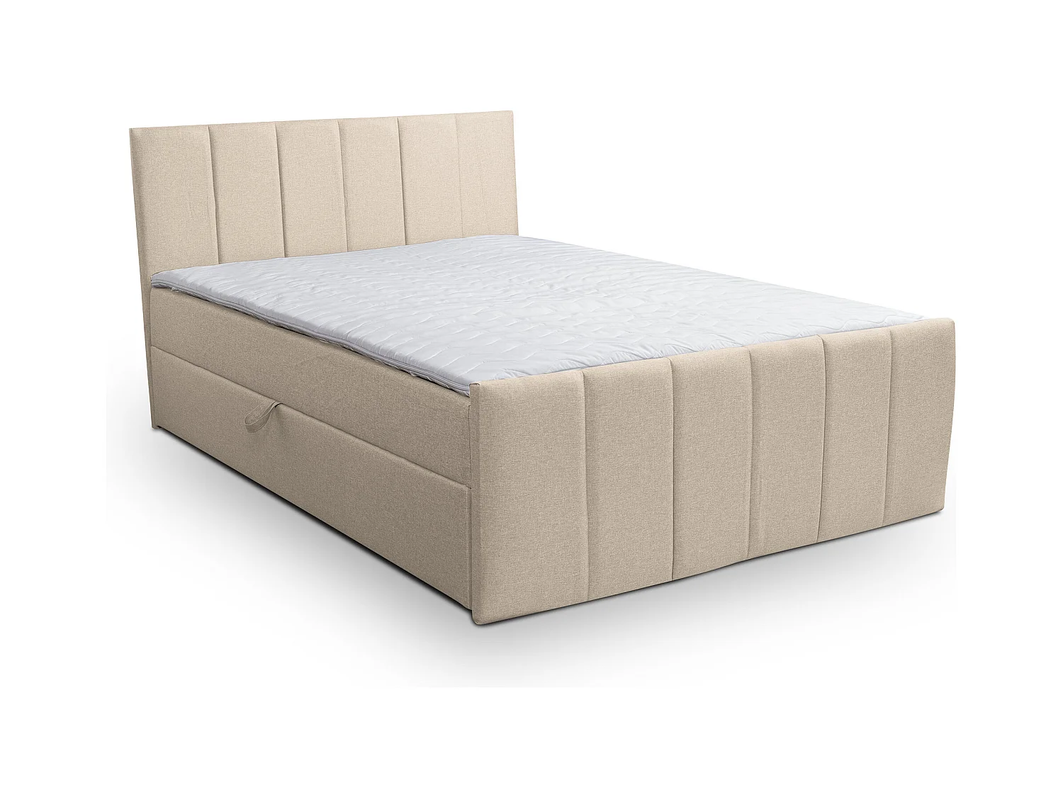 Lit boxspring CLAUDINE avec 2 coffres de rangement, lit rembourré Dimensions: 160x200, couleur: beige, tissu velours