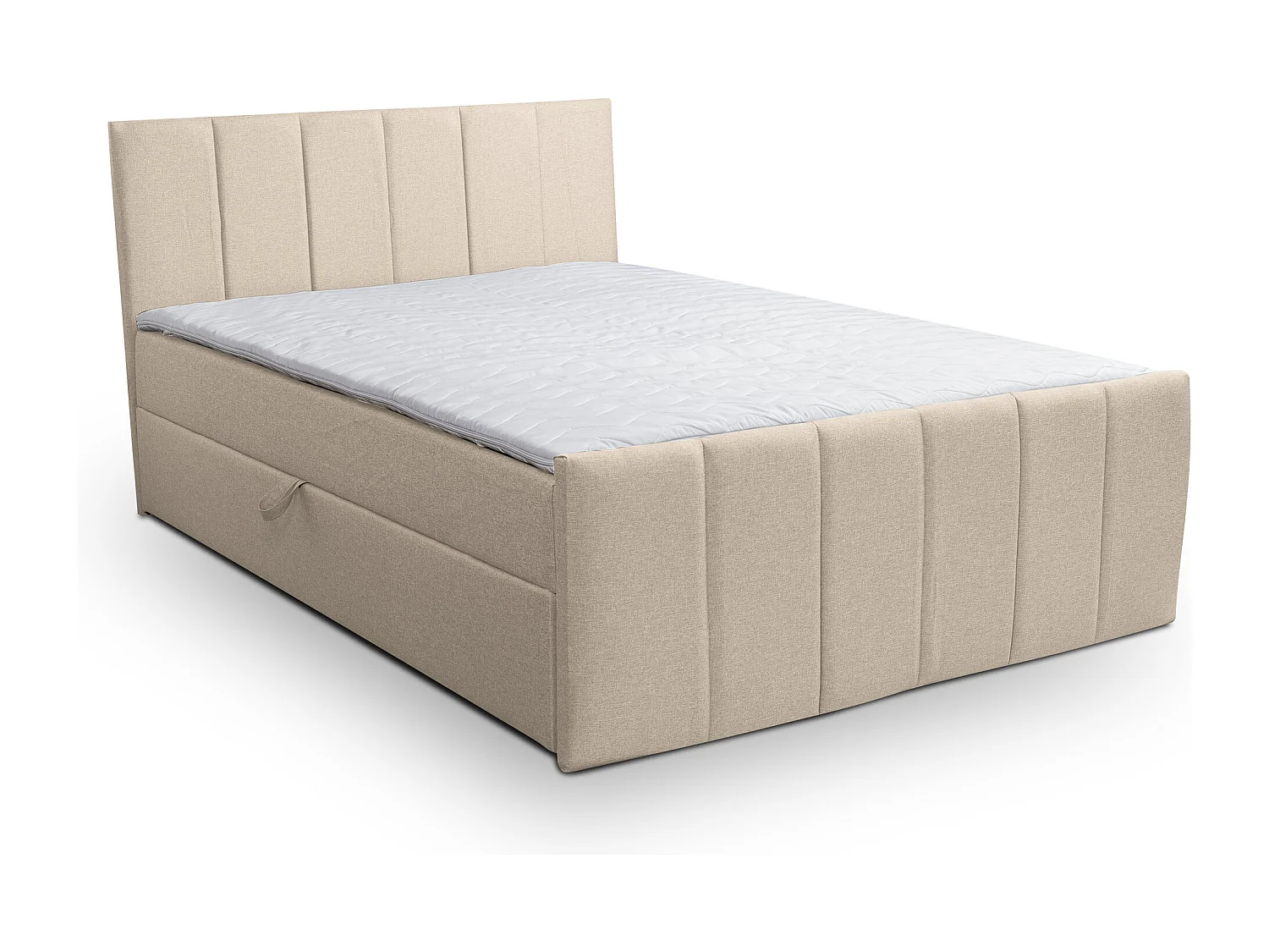 Lit boxspring CLAUDINE avec 2 coffres de rangement, lit rembourré Dimensions: 160x200, couleur: beige, tissu velours