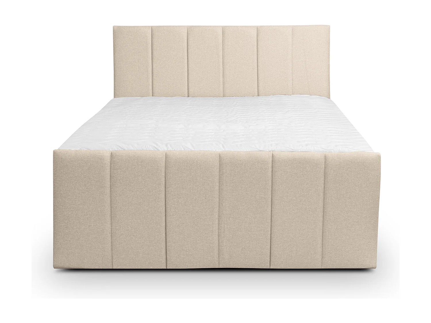 Lit boxspring CLAUDINE avec 2 coffres de rangement, lit rembourré Dimensions: 160x200, couleur: beige, tissu velours