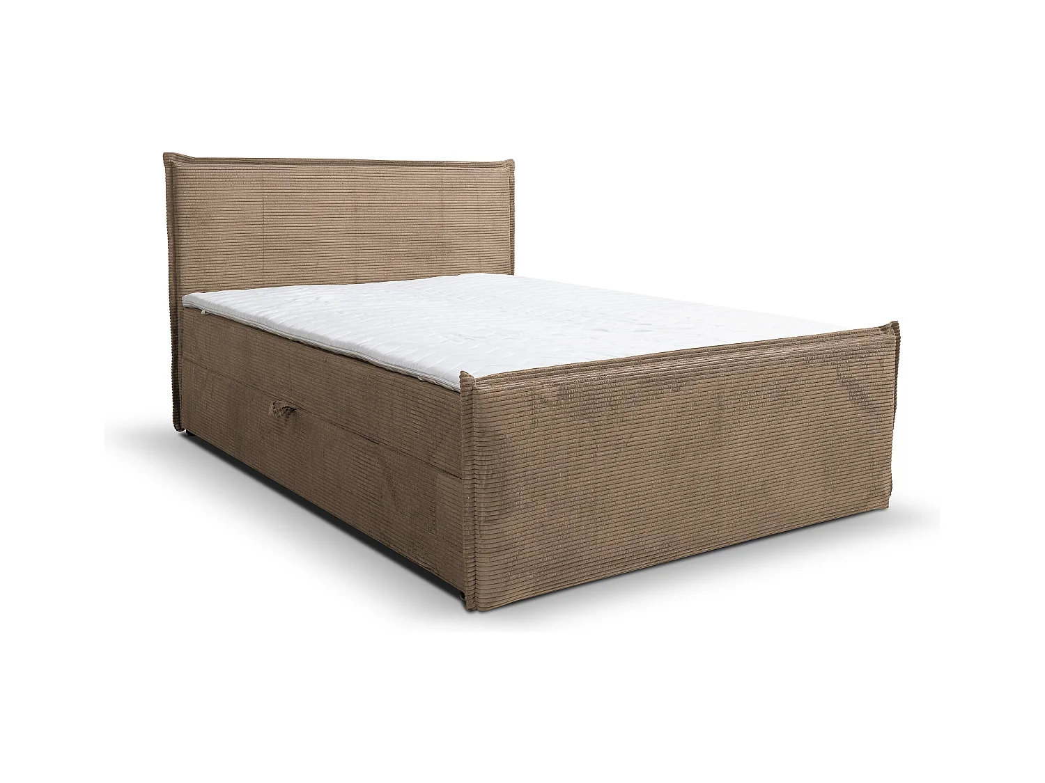Lit boxspring Vanessa avec 2 coffres de rangement, lit rembourré Dimensions: 180x200, couleur: marron, tissu cordé