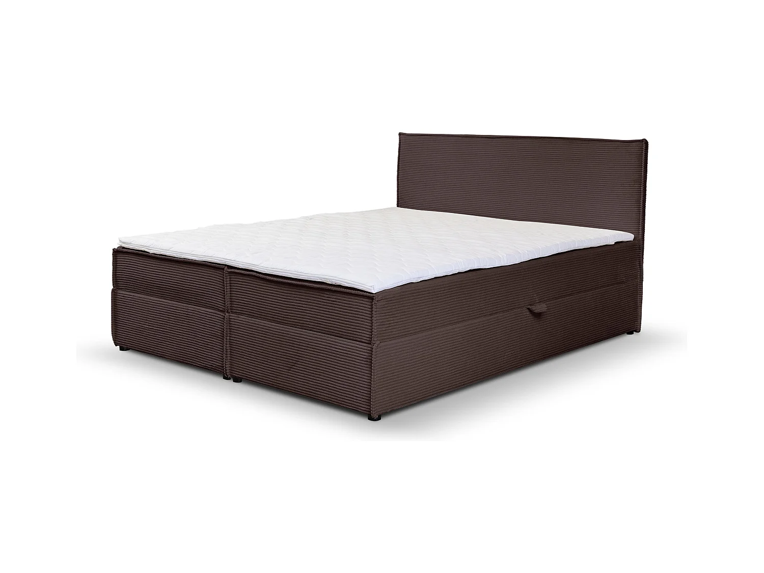 Lit boxspring GLORIA avec 2 tiroirs de rangement, lit rembourré Dimensions: 160x200, couleur: marron, tissu cordé