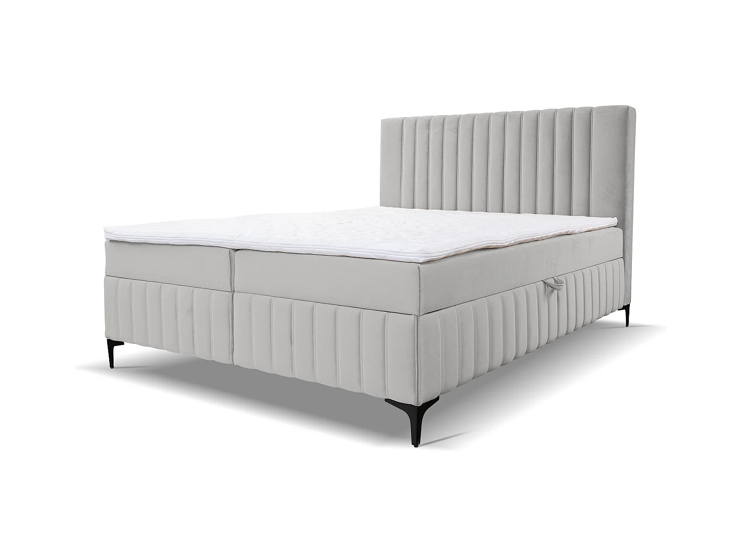 Lit boxspring QUANT avec 2 coffres de rangement, lit rembourré Dimensions: 160x200, couleur: beige, tissu velours