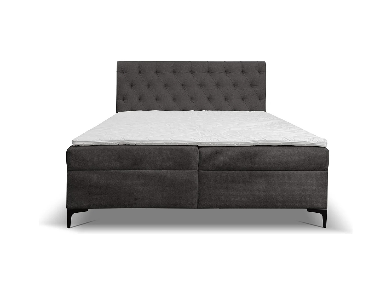 Lit boxspring Calipso avec 2 coffres de rangement, lit rembourré Dimensions: 140x200, couleur: gris foncé, tissu velours