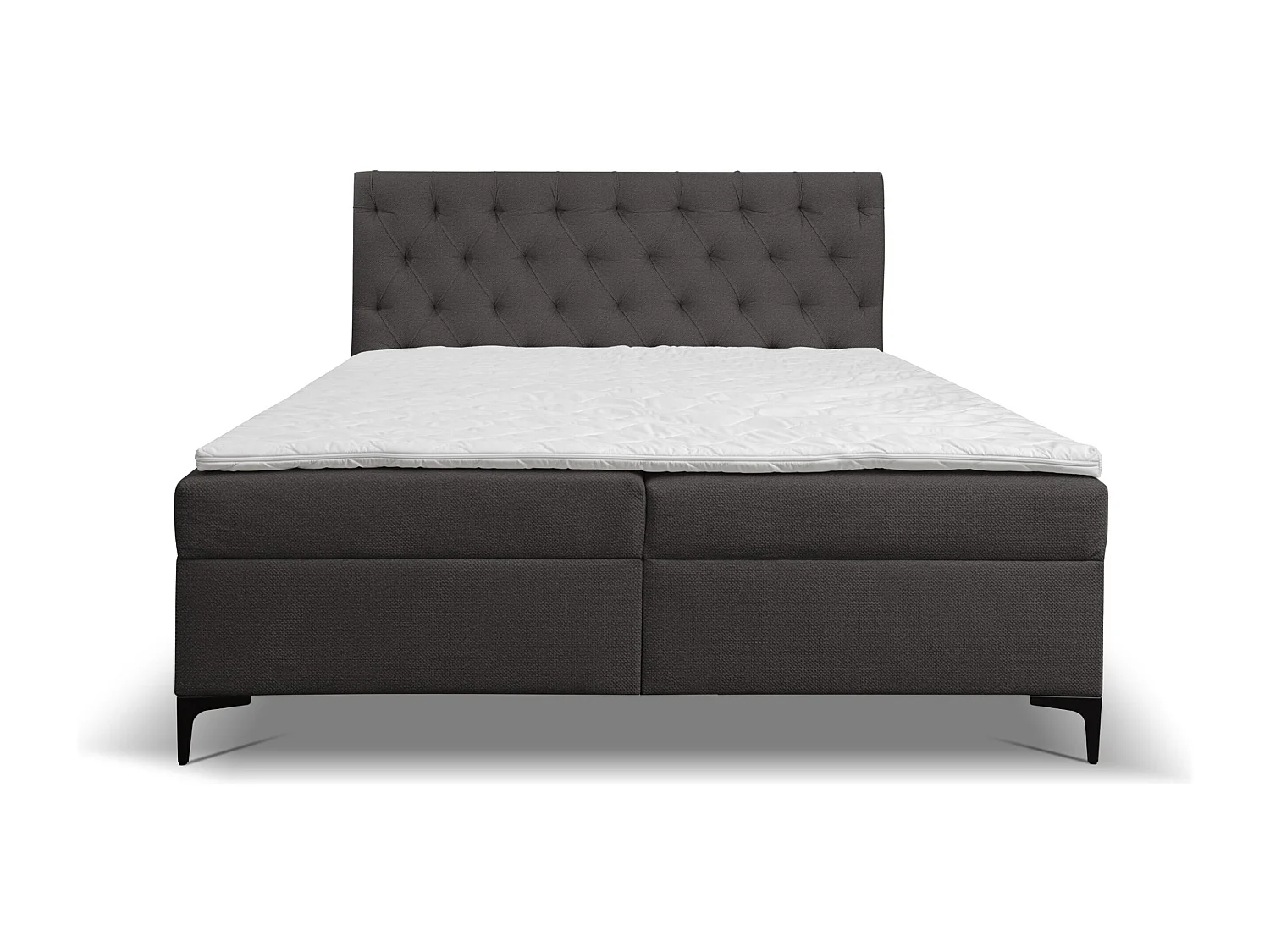 Lit boxspring Calipso avec 2 coffres de rangement, lit rembourré Dimensions: 140x200, couleur: gris foncé, tissu velours