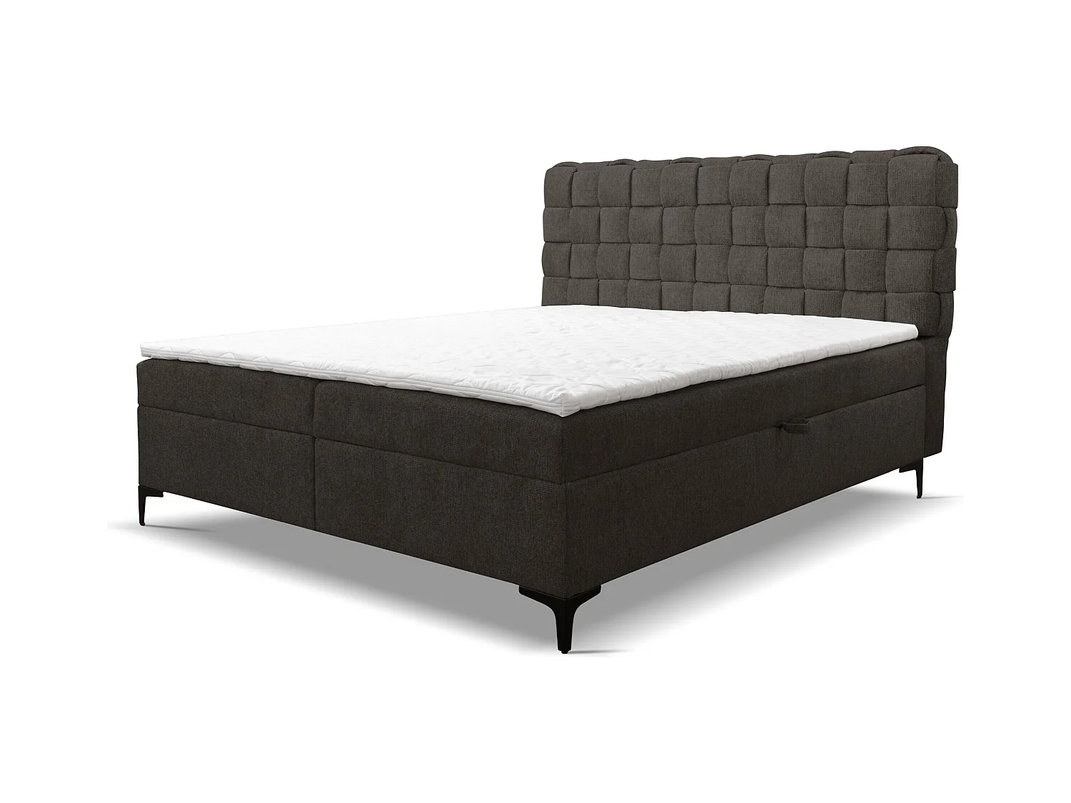 Lit boxspring Roma avec 2 tiroirs de rangement, lit rembourré Dimensions: 140x200, couleur: gris foncé, tissu velours
