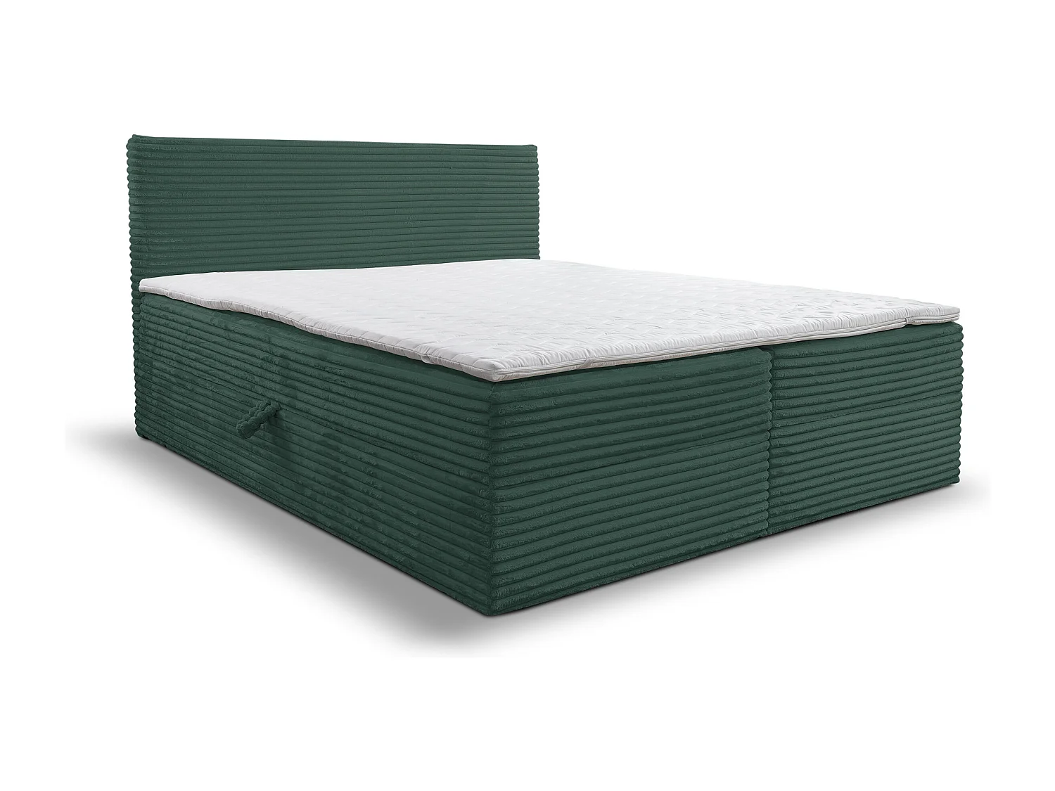 Lit boxspring Tilly avec 2 coffres de rangement, lit rembourré Dimensions: 140x200, couleur: vert, tissu cordé
