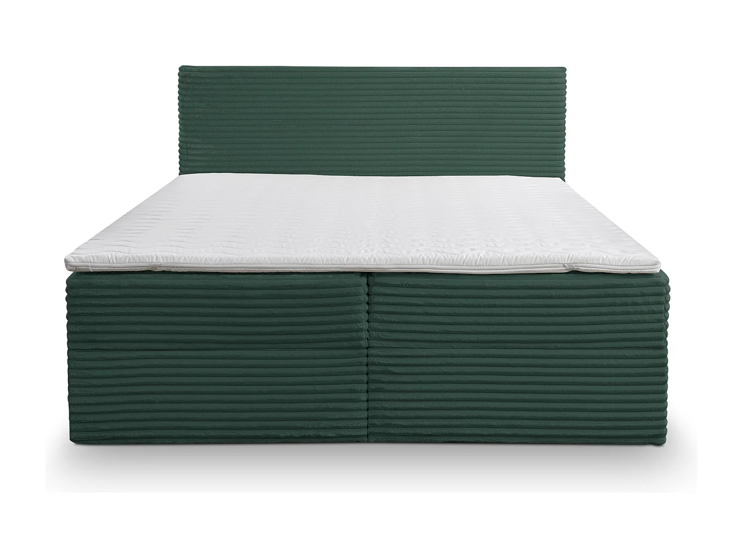 Lit boxspring Tilly avec 2 coffres de rangement, lit rembourré Dimensions: 140x200, couleur: vert, tissu cordé