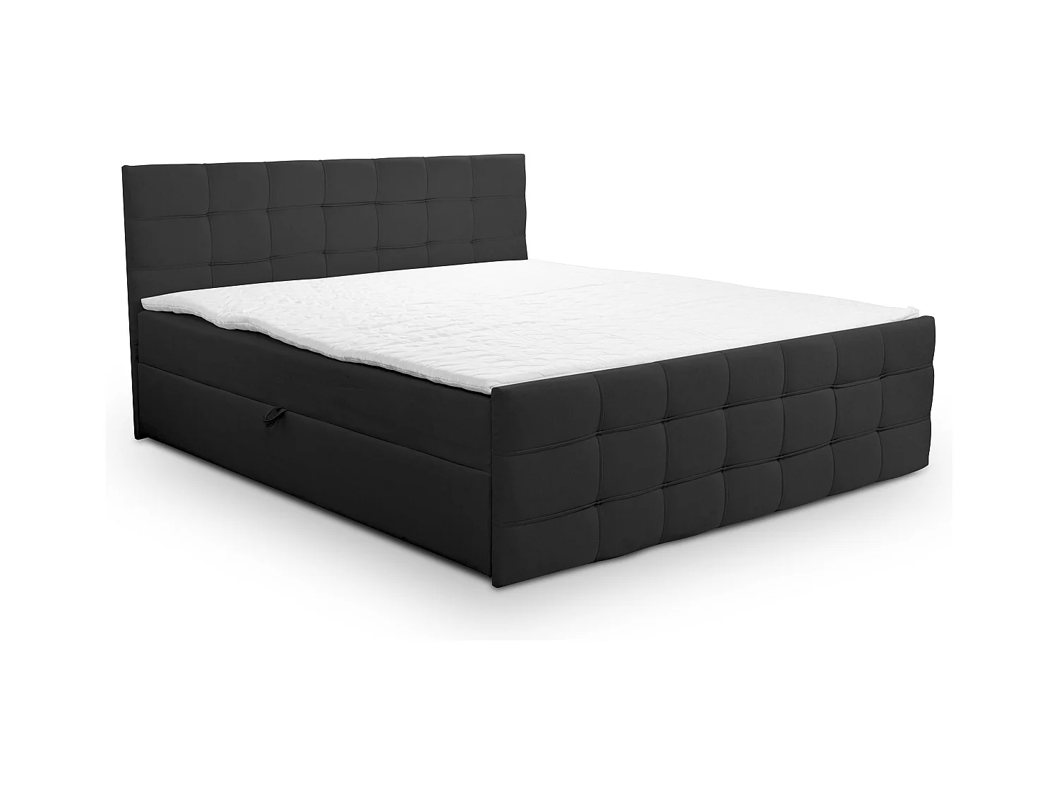 Lit boxspring NATALIE avec 2 coffres de rangement, lit rembourré Dimensions: 180x200, couleur: noir, tissu velours