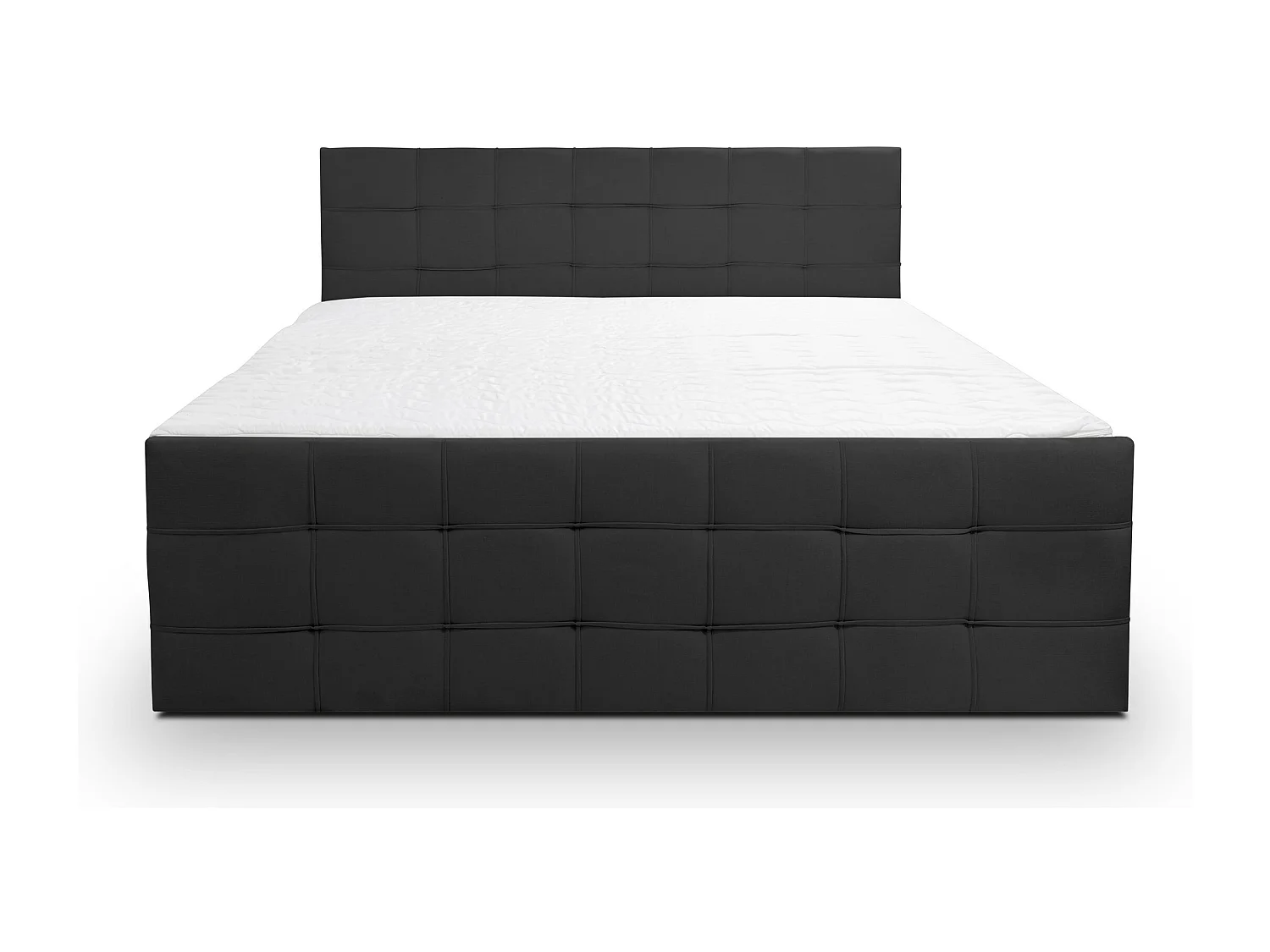 Lit boxspring NATALIE avec 2 coffres de rangement, lit rembourré Dimensions: 180x200, couleur: noir, tissu velours