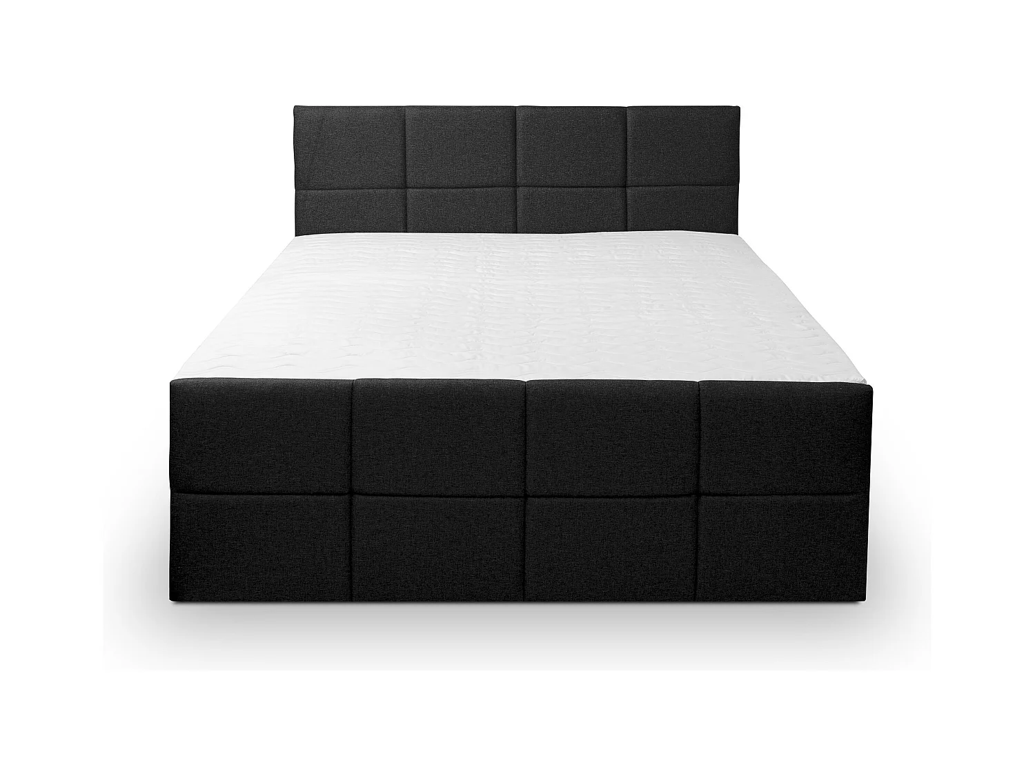 Lit boxspring DORIS avec 2 coffres de rangement, lit rembourré Dimensions: 180x200, couleur: noir, tissu velours