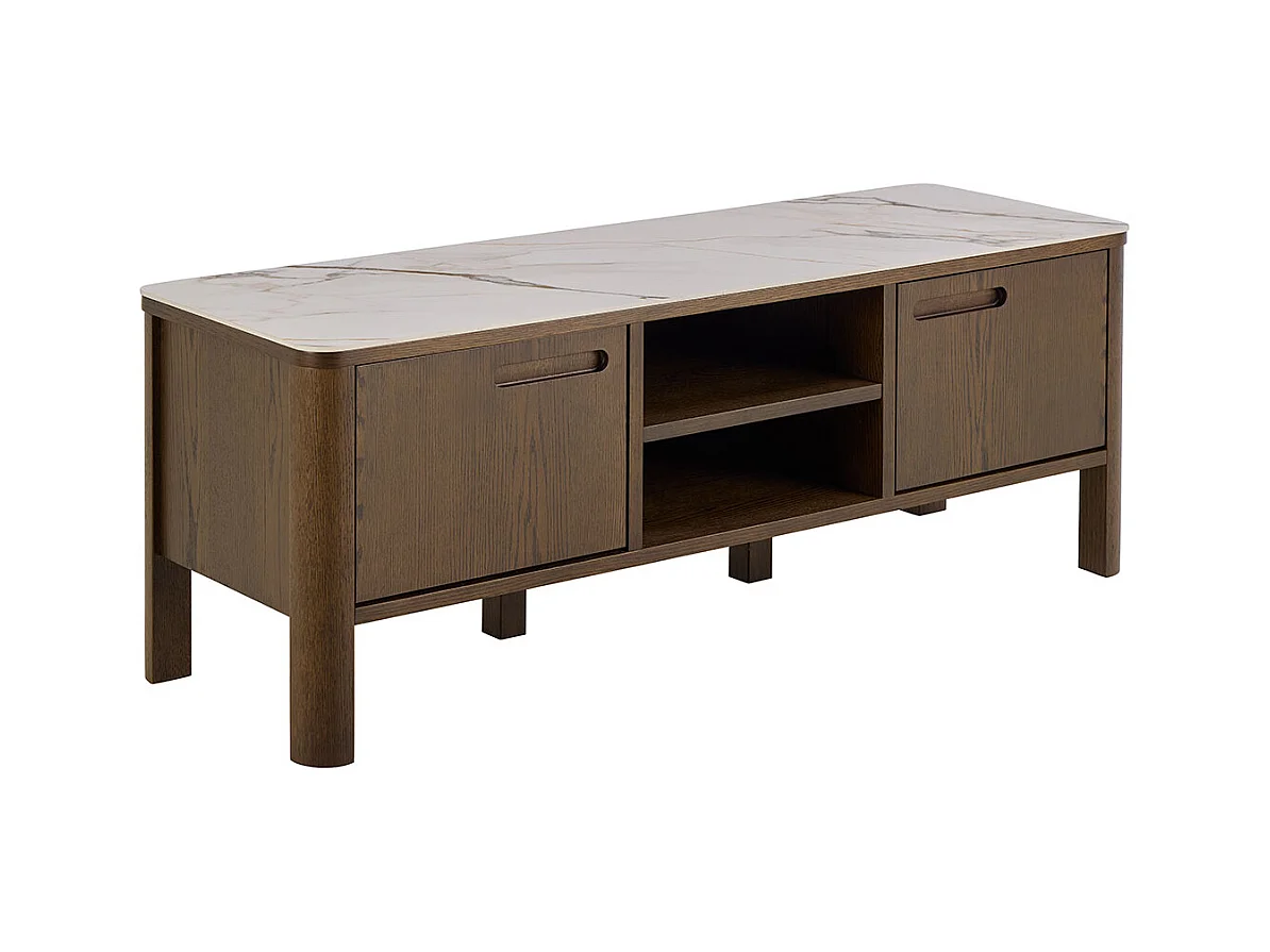 Southampton table TV 2 portes, 2 étagères beige.