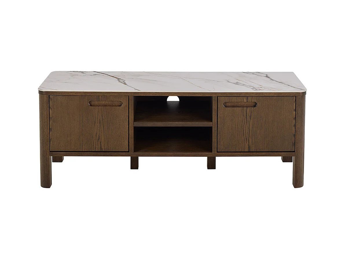 Southampton table TV 2 portes, 2 étagères beige.