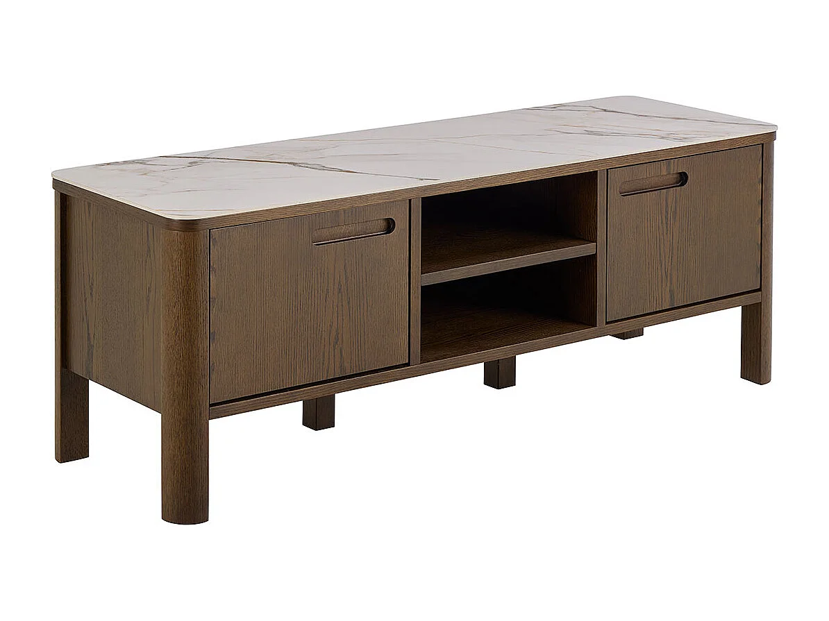 Southampton table TV 2 portes, 2 étagères beige.