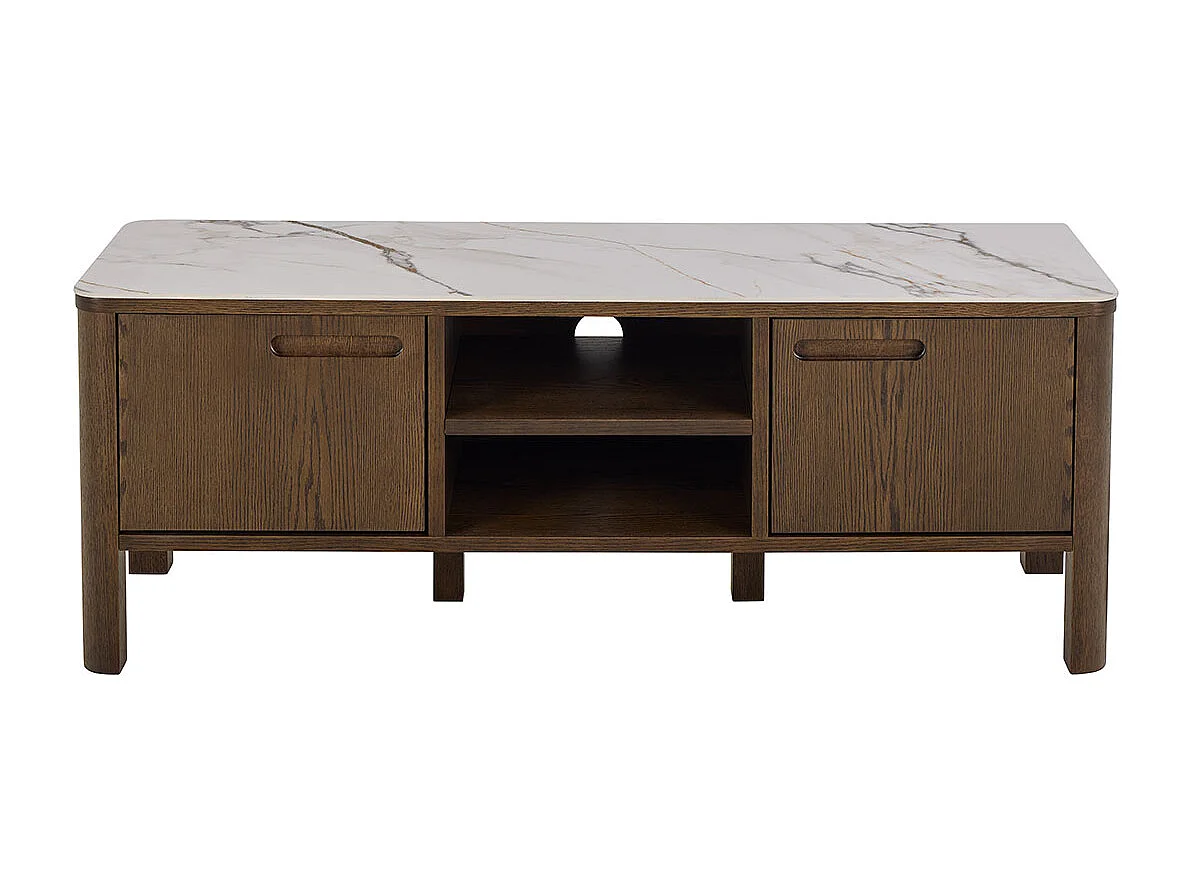 Southampton table TV 2 portes, 2 étagères beige.