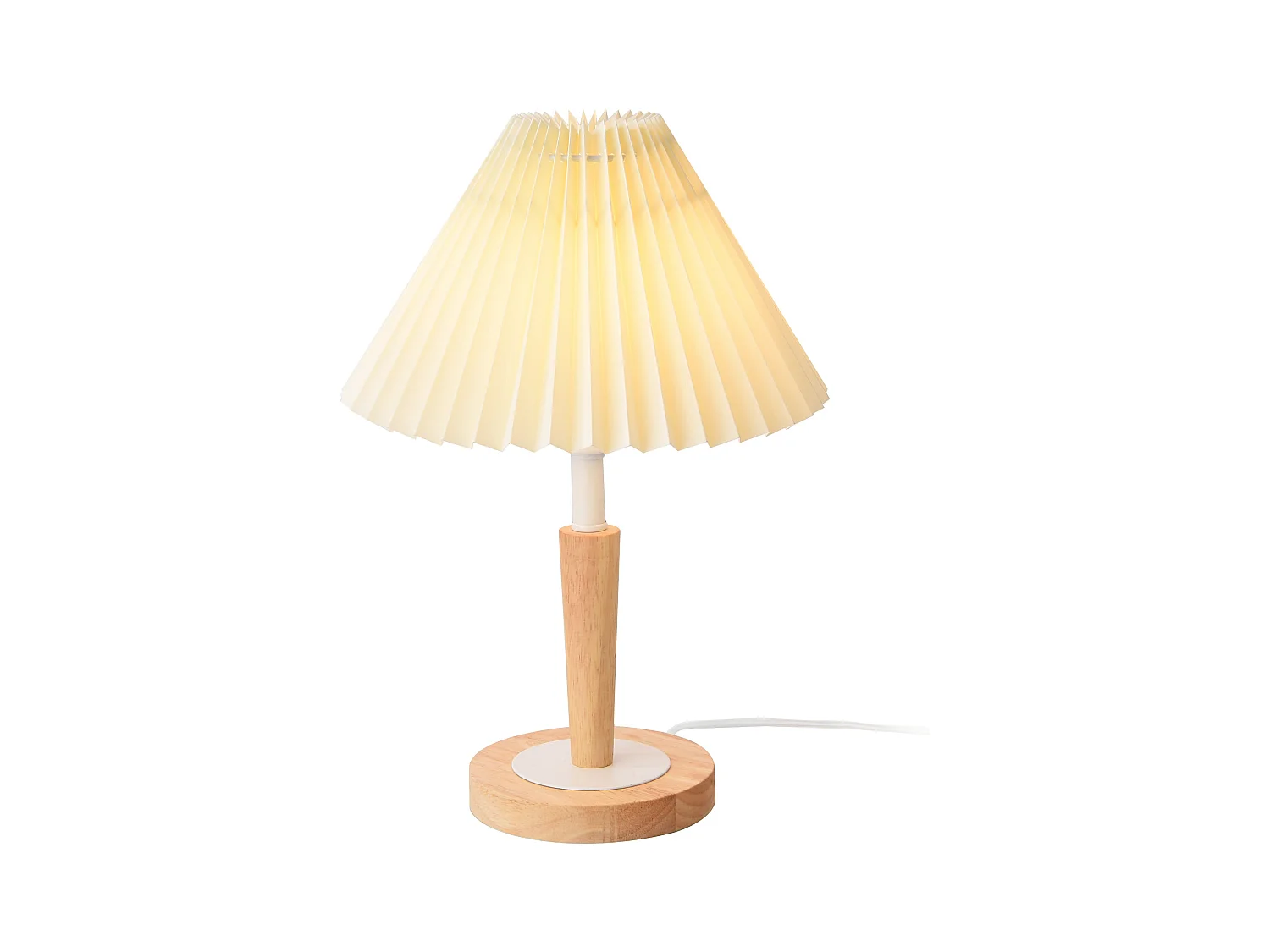 Lampada da tavolo 35 cm bianco crema effetto legno 03_0007403