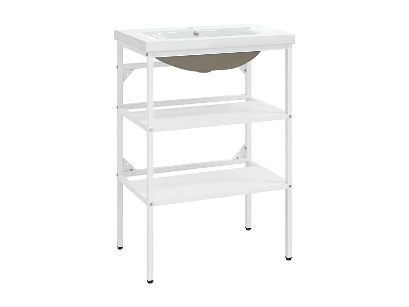 Marco para lavabo de baño 59 x 38 x 83 cm lavabo de encastre hierro blanco 02_0006776