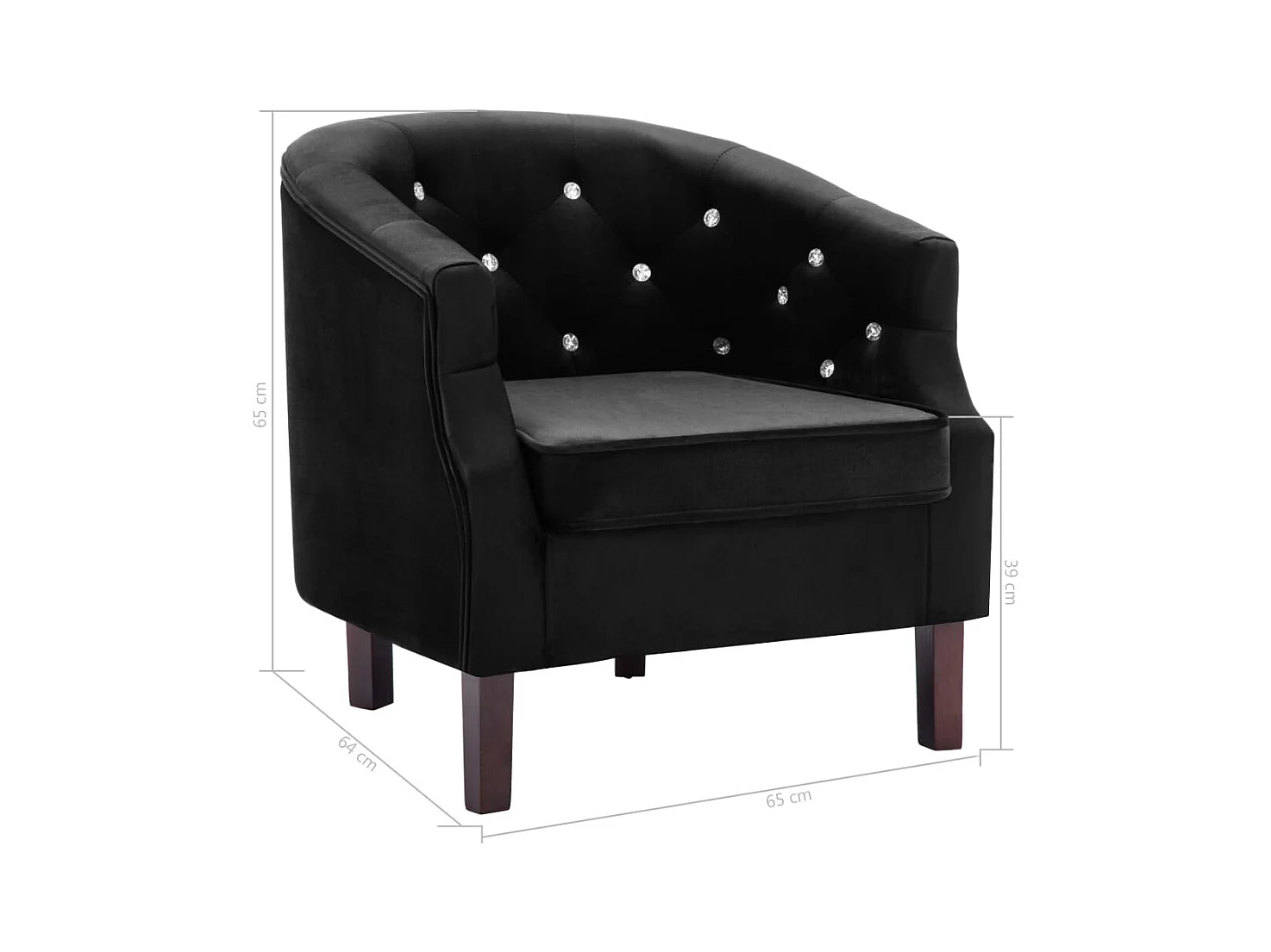 Fauteuil chaise siège lounge noire 65 x 64 x 65 cm 1102155/4