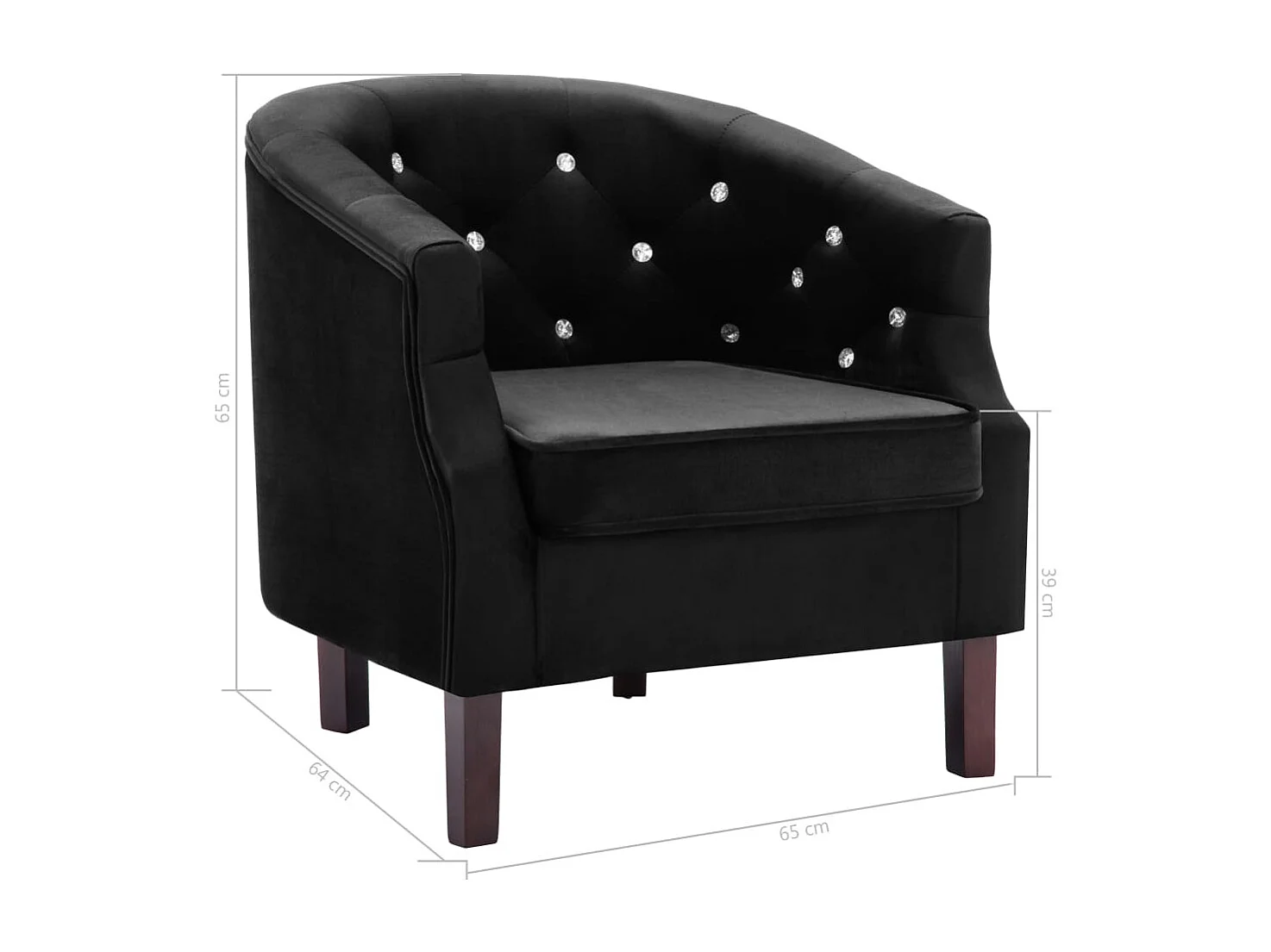 Sillón sillón lounge asiento diseño club sofá salón con tapizado de terciopelo negro 1102155/4