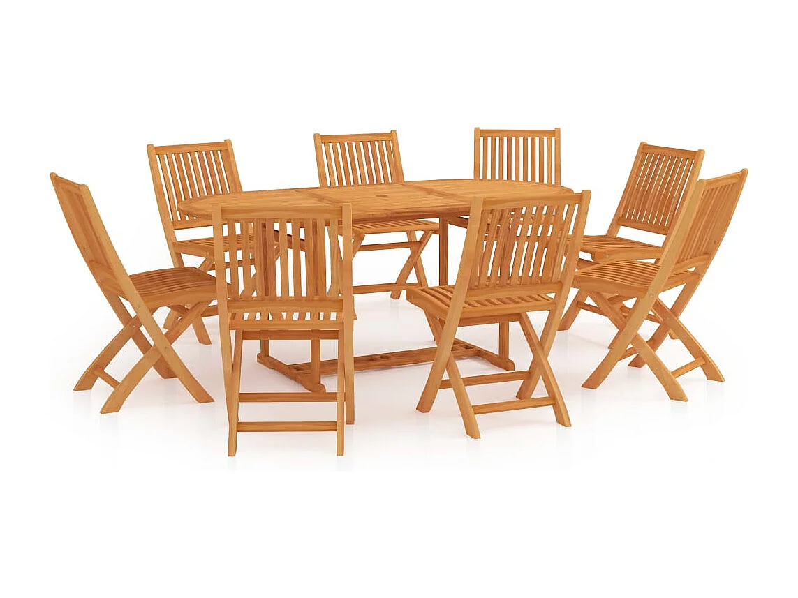 Set da pranzo da giardino mobili da esterno 9 pezzi legno massello di teak 02_0014082