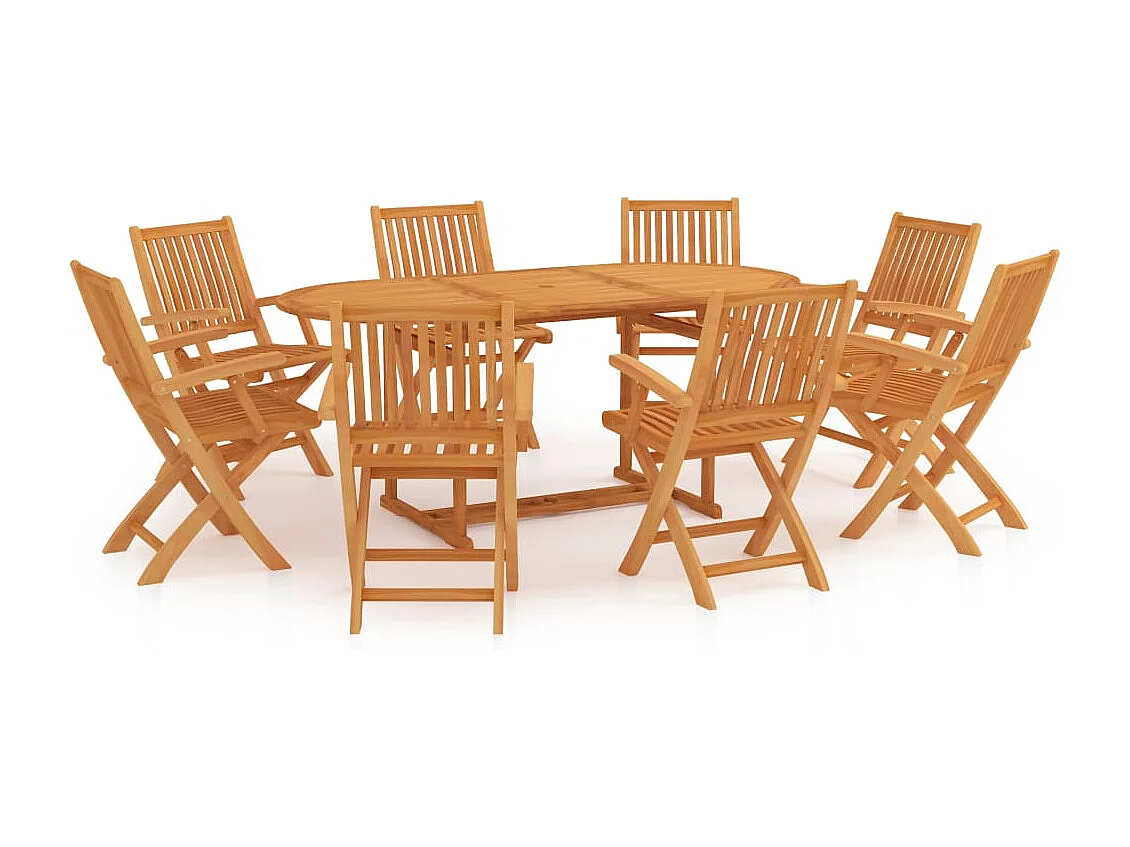 Set da pranzo da giardino con mobili da esterno da 9 pezzi in legno massello di teak 02_0014083