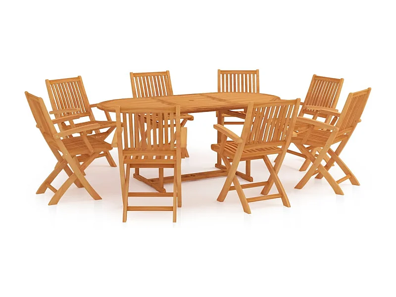 Set da pranzo da giardino con mobili da esterno da 9 pezzi in legno massello di teak 02_0014083