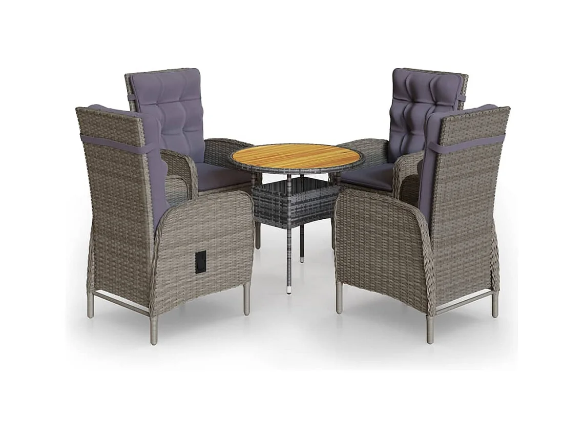 Mobili da giardino bistrot 5 pezzi resina intrecciata grigia 02_0014549