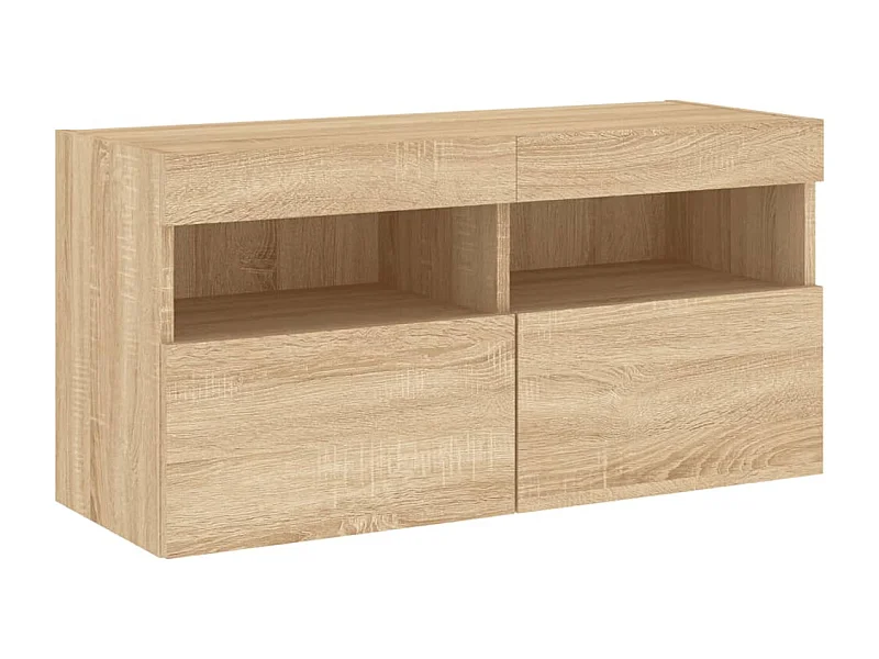 Móvel de TV multimídia prateleira de TV aparador de TV sala de jantar sala de estar quarto suspenso com luzes LED carvalho Sonoma 80 x 30 x 40 cm marrom 02_0028024