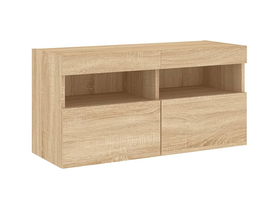 Mobile TV multimediale scaffale TV credenza TV sala da pranzo soggiorno camera da letto a parete con luci LED rovere Sonoma 80 x 30 x 40 cm marrone 02_0028024