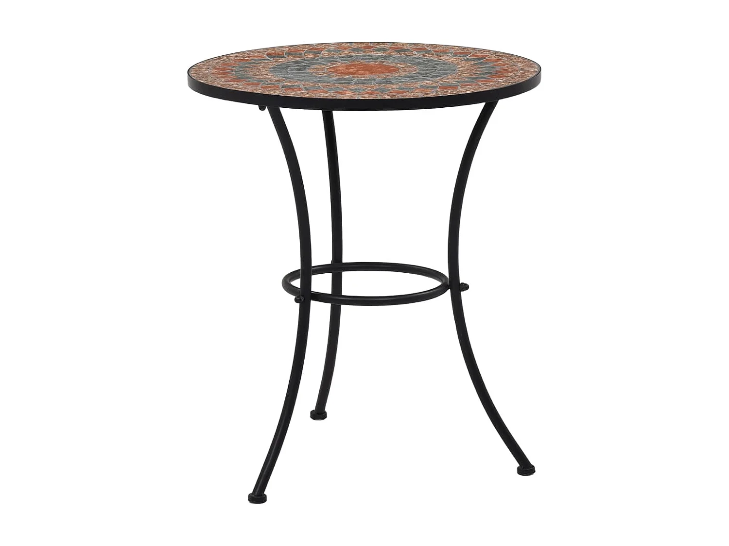 Conjunto de muebles de bistró de 3 piezas con mosaico cerámico naranja/gris 02_0014540