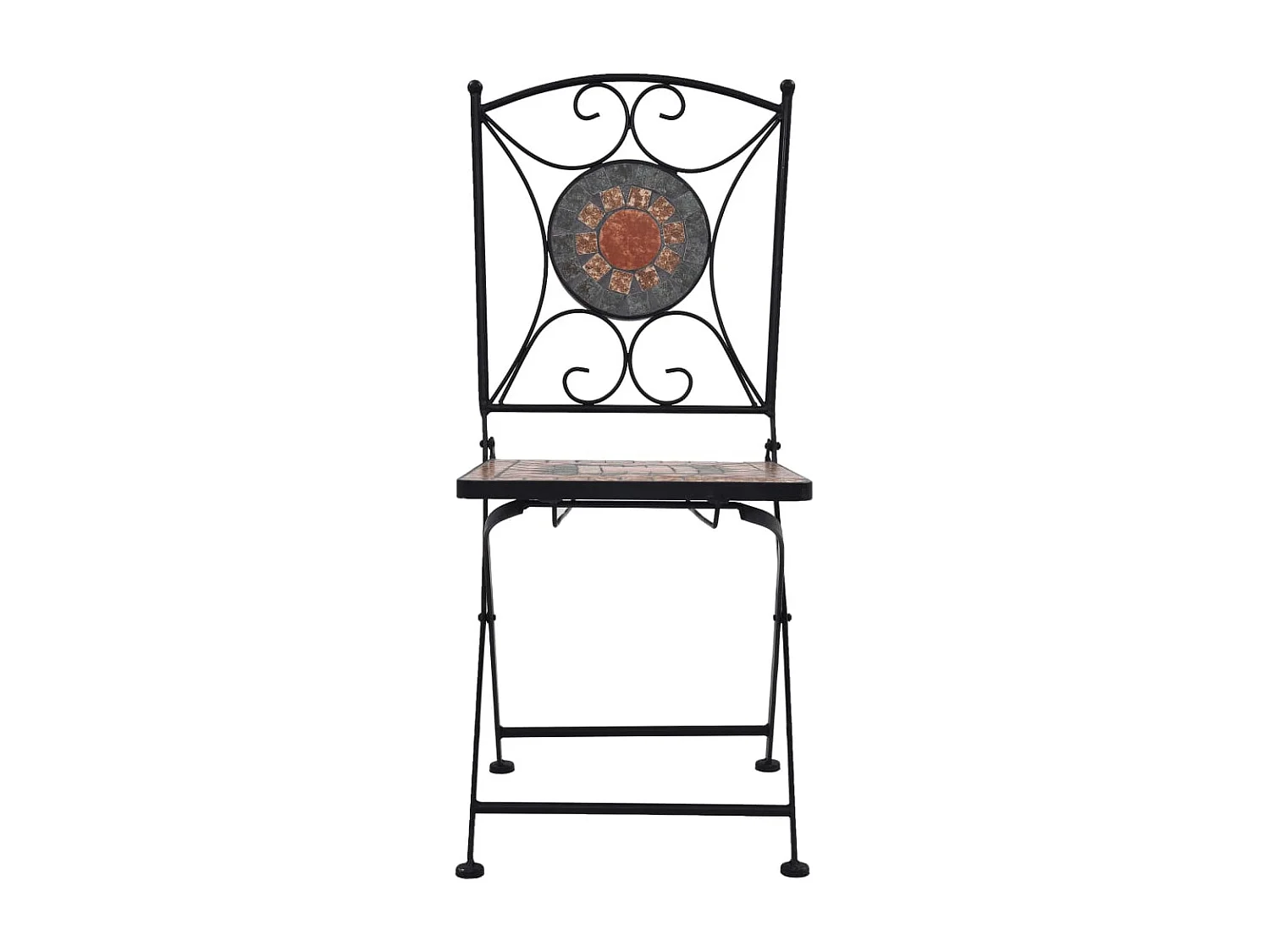 Conjunto de muebles de bistró de 3 piezas con mosaico cerámico naranja/gris 02_0014540