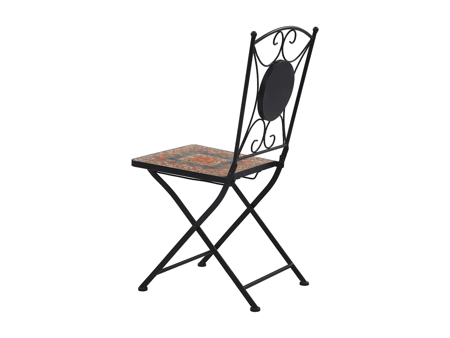 Conjunto de muebles de bistró de 3 piezas con mosaico cerámico naranja/gris 02_0014540