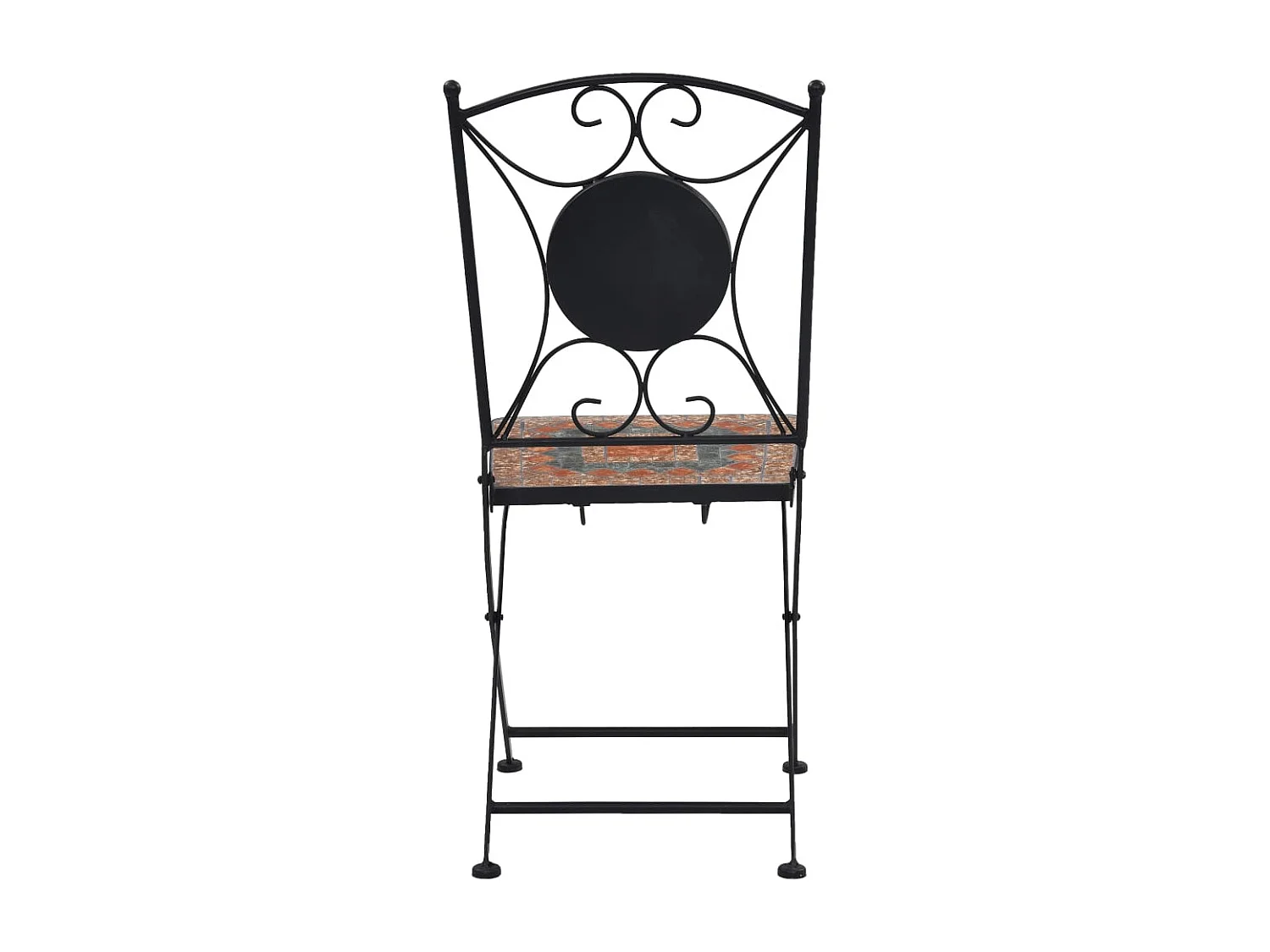 Conjunto de muebles de bistró de 3 piezas con mosaico cerámico naranja/gris 02_0014540