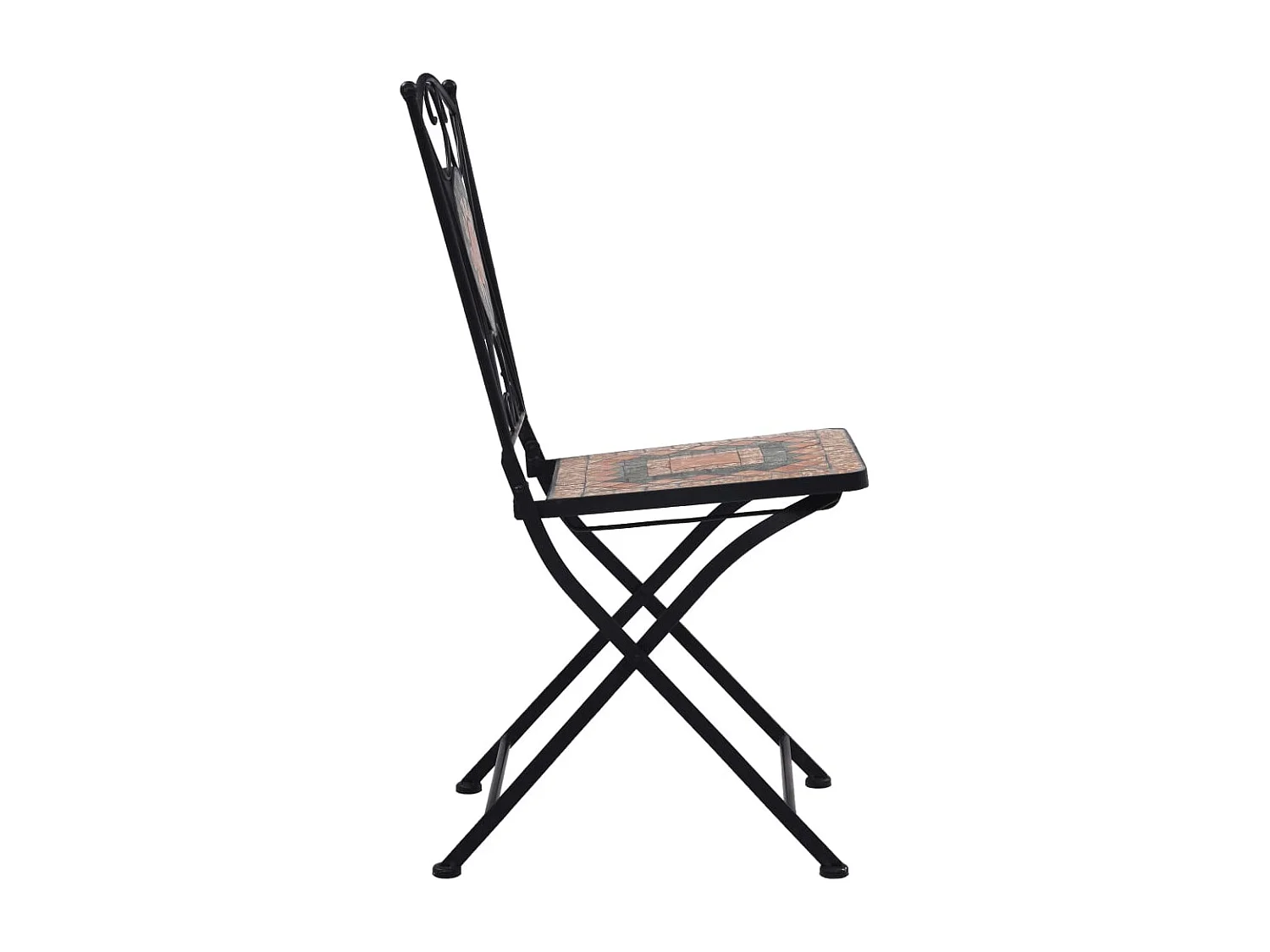 Conjunto de muebles de bistró de 3 piezas con mosaico cerámico naranja/gris 02_0014540