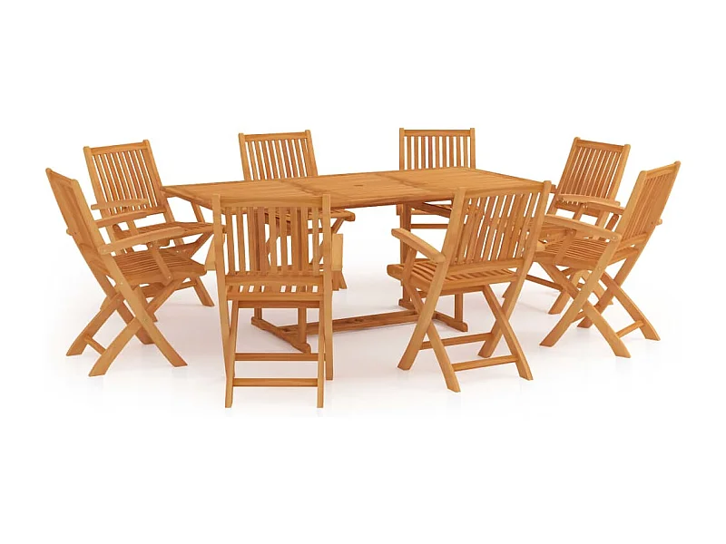 Set da pranzo da giardino mobili da esterno 9 pezzi legno massello di teak 02_0014085