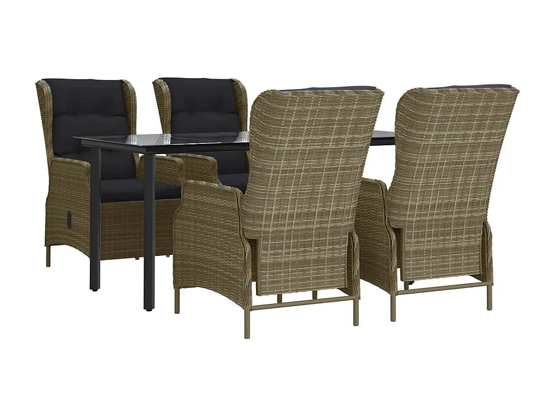 Conjunto de jantar de jardim de vime com resina marrom de 5 peças 02_0014315