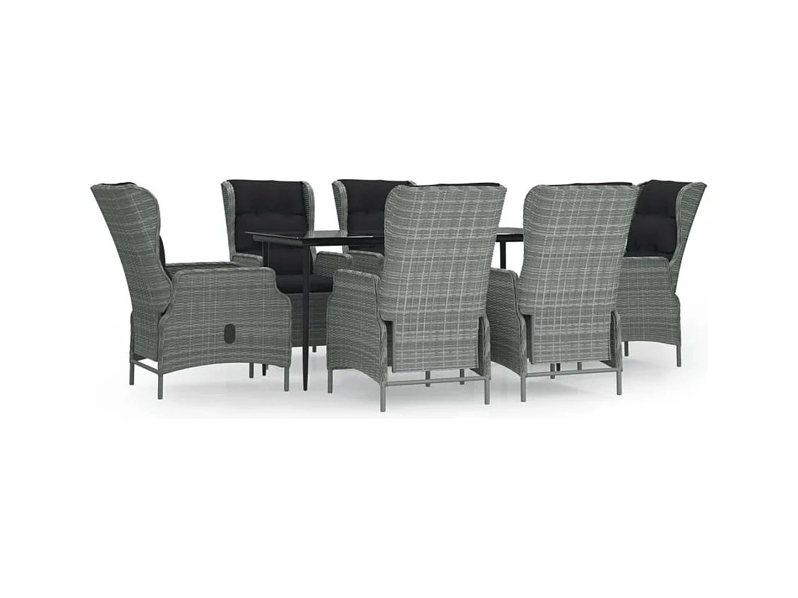 Conjunto de jantar de jardim de 7 peças cinza claro resina trançada 02_0014358