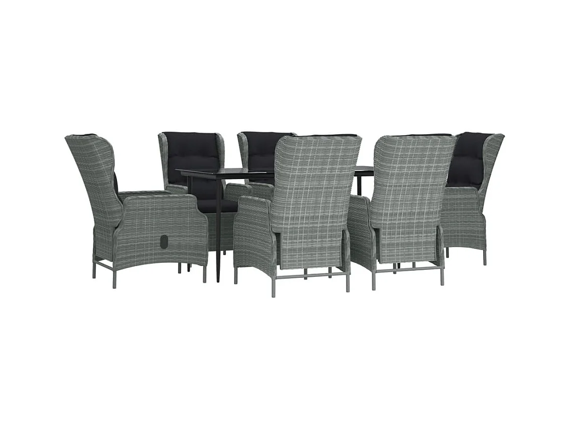 Conjunto de jantar de jardim de 7 peças cinza claro resina trançada 02_0014358